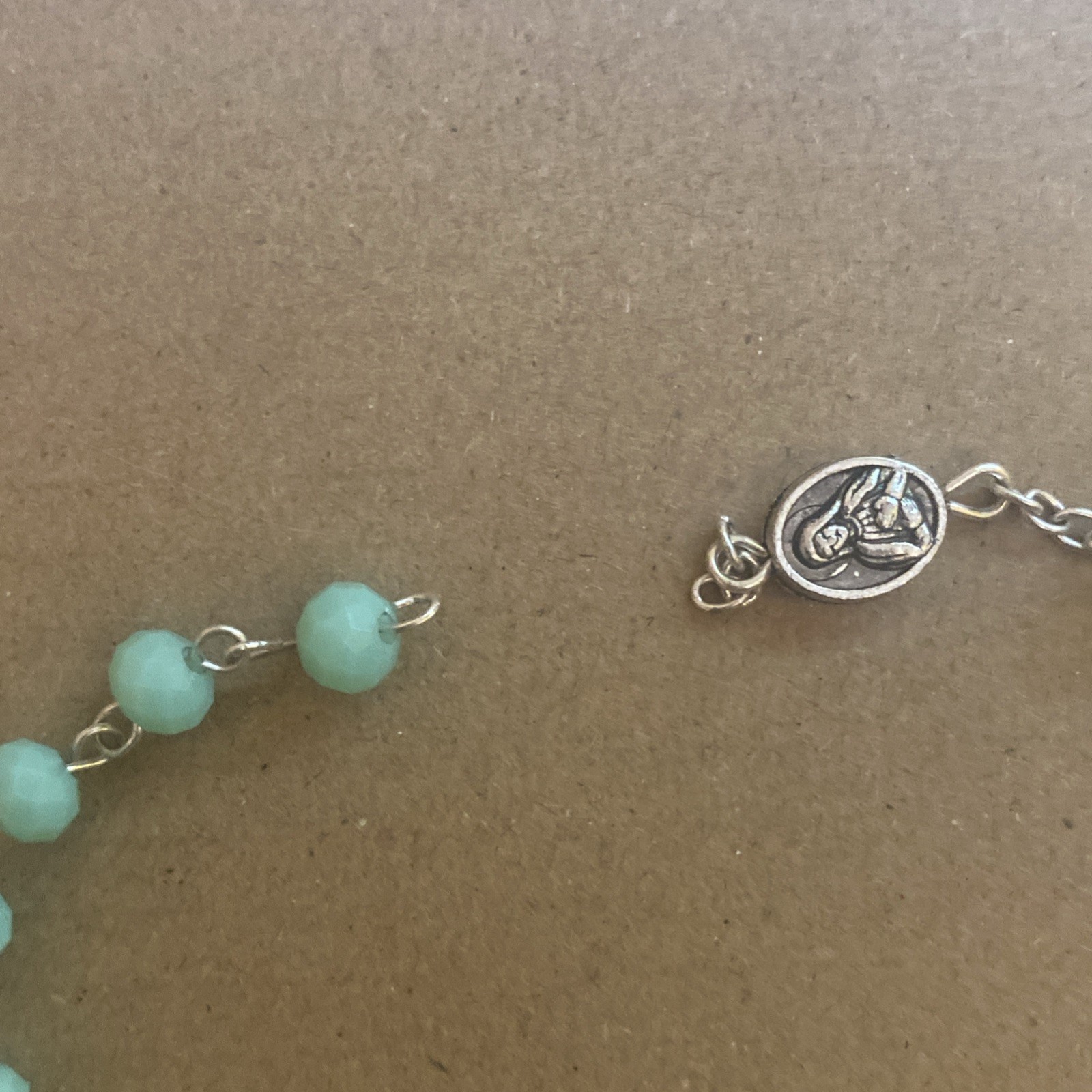 Stunning Aqua Light Blue Rosary Beads Terra Jerusalem Holy Land Relic As Is