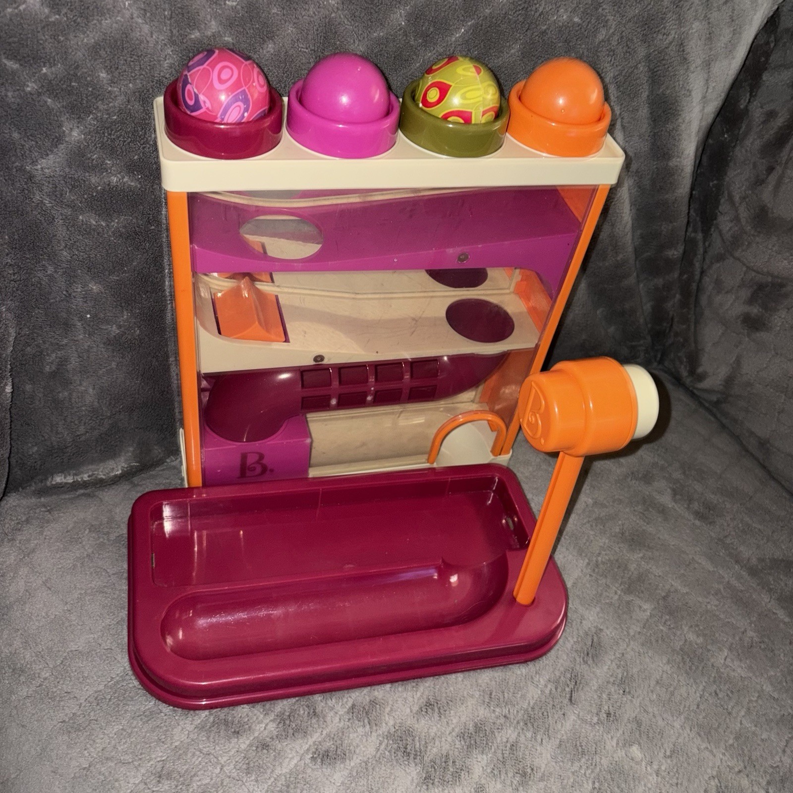B Toys Pound-A-Ball Toy Whacky Ball 4 Balls Hammer Tray Interactive Target