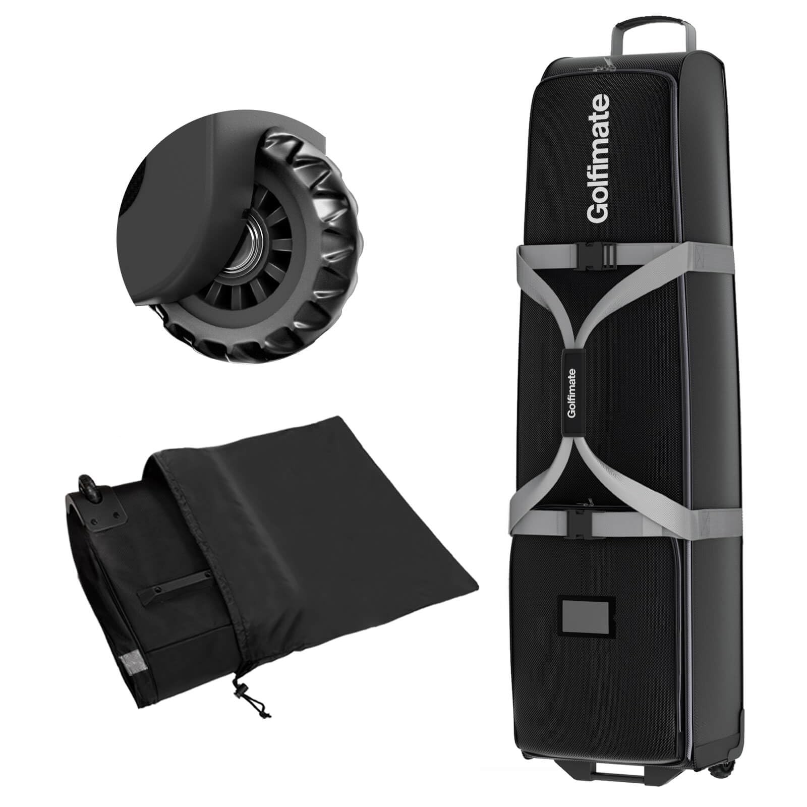 Golf Travel Bag with Wheels, Soft-Sided 1680D X-Large, Black-Light Gray