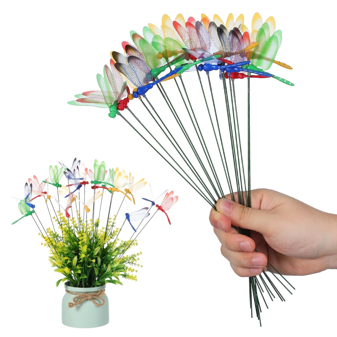20pcs Dragonfly Garden Stakes – 12 Inch Waterproof 3D Artificial Dragonflies …