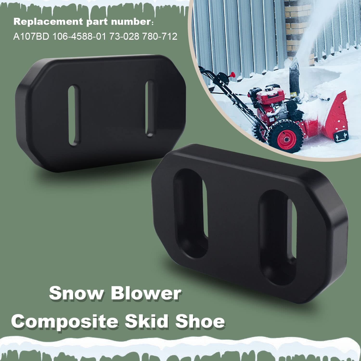 EZYPAK 2PK 106-4588-01 Snowblower Composite Skid Shoe – Compatible w/Toro
