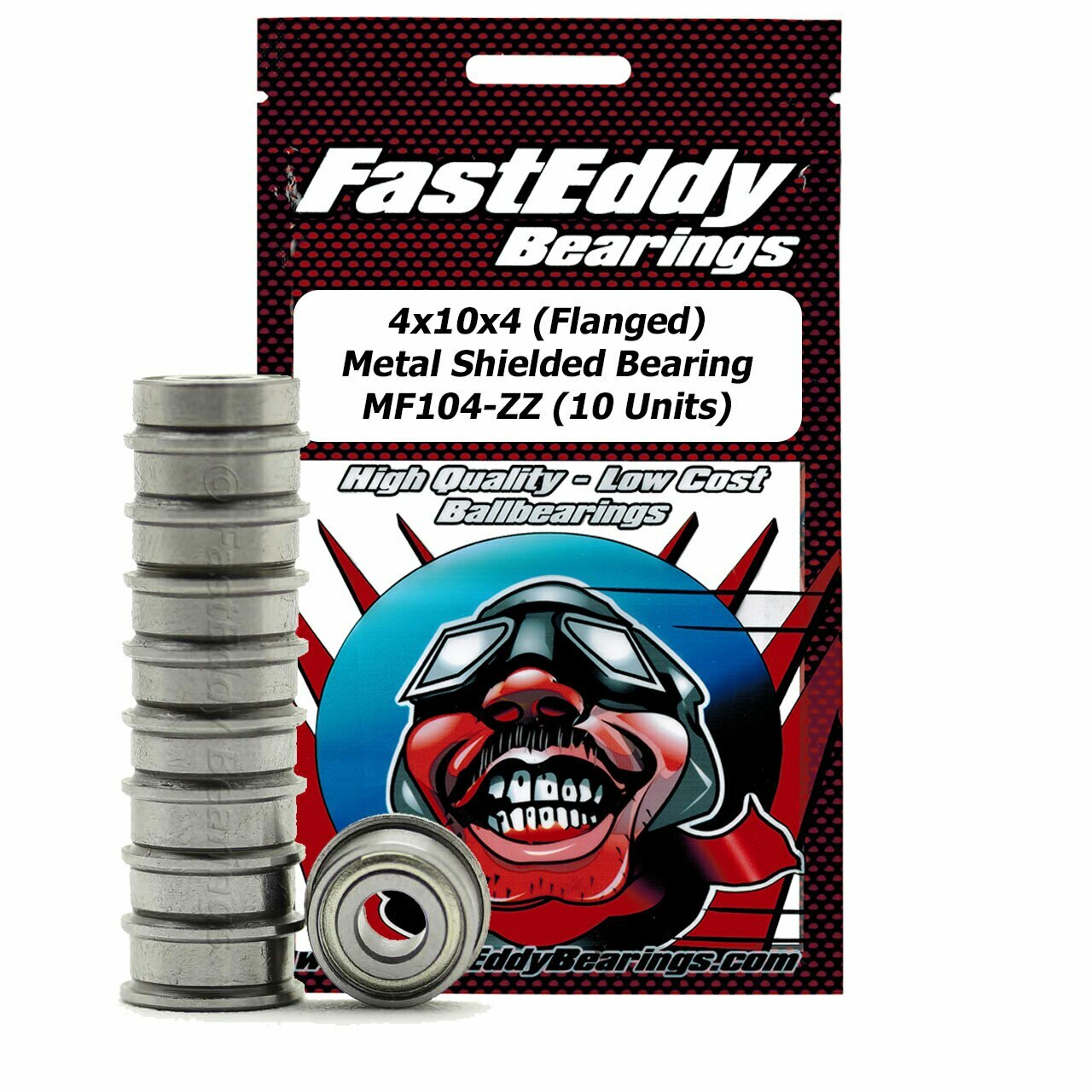 4x10x4 Flanged Metal Shielded Bearing MF104-ZZ 10 Units