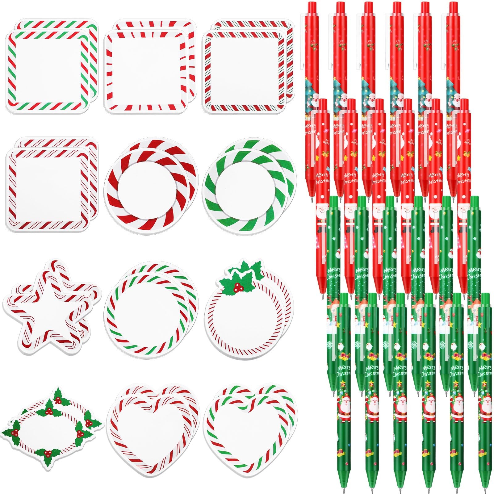 Spakon 48 Pcs Christmas Notepad Set Includes 24 Candy Red, Green