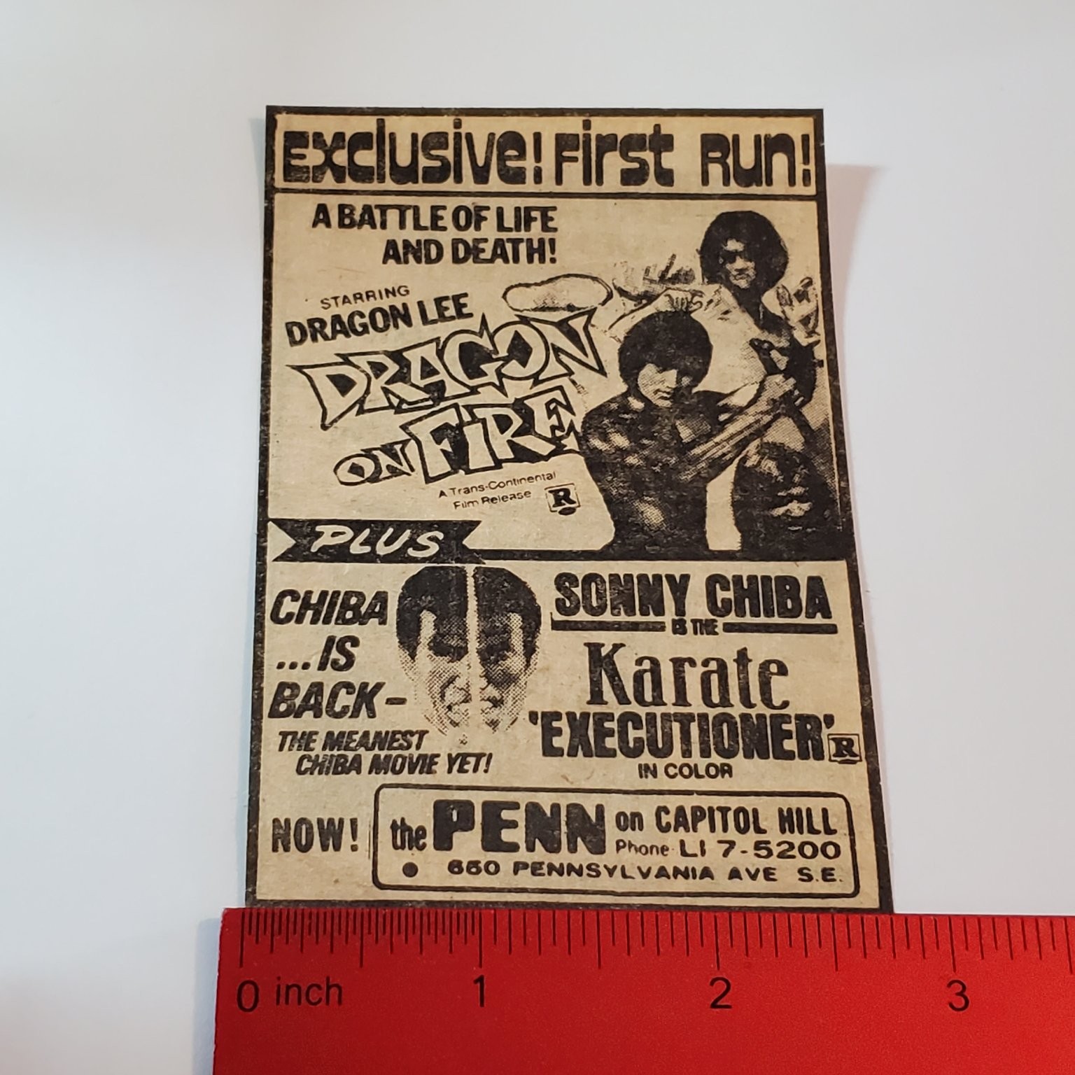 Vintage Dragon Lee Dragon On Fire Sonny Chiba Karate Executioner Movie Ad Flyer