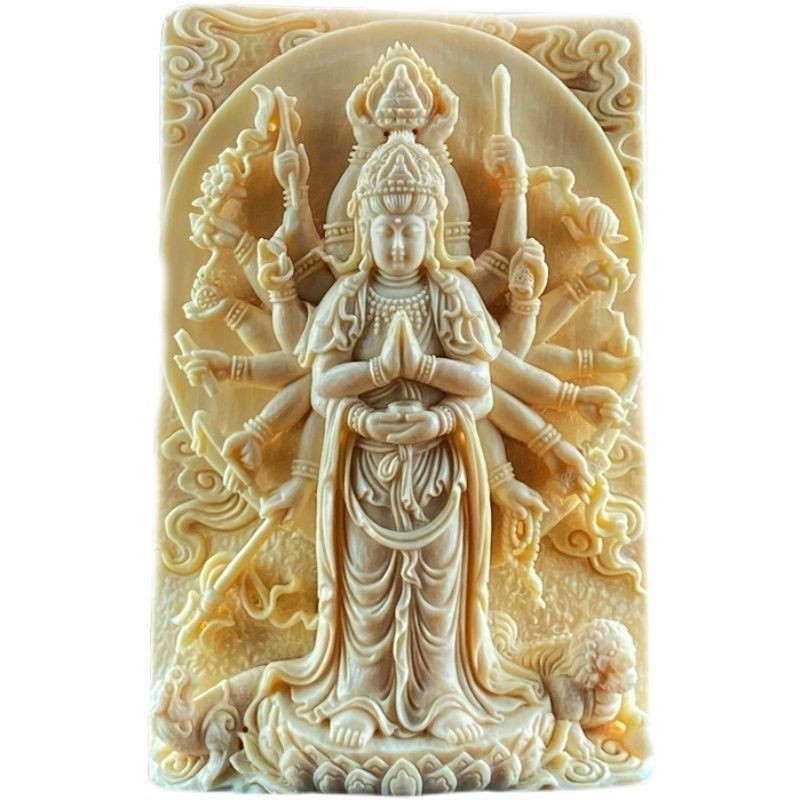 Resin Thousand Hands Guanyin Pendant Necklace Buddhist Amulet Unisex Charm