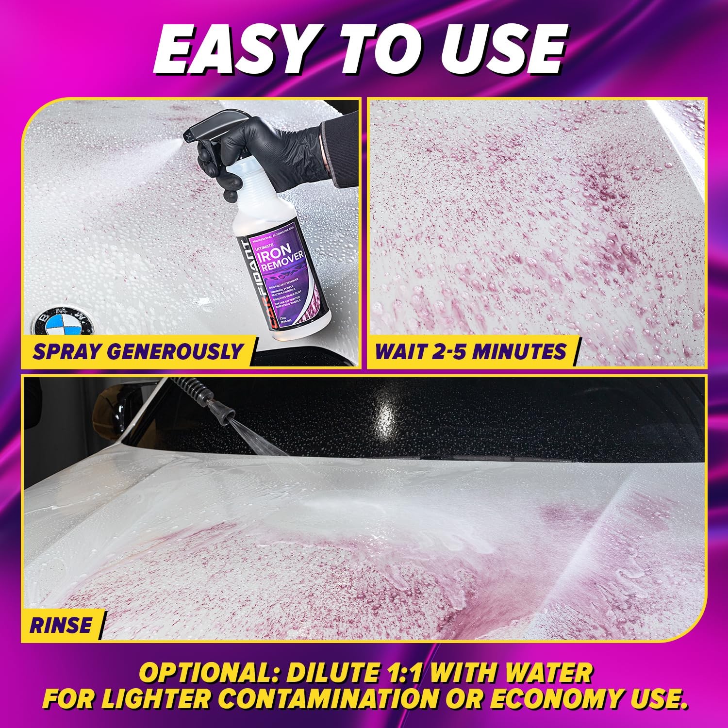 Iron Remover for Car Detailing – Iron Decon Spray, Pulls Out Brake Dust, Rust &