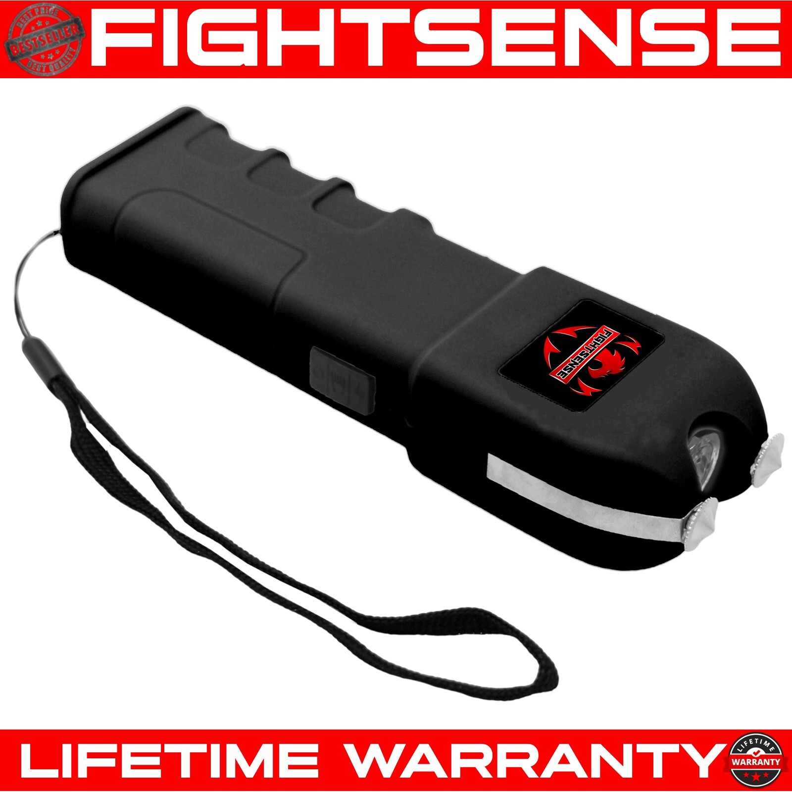 FIGHTSENSE mega Stun Gun VTS-989 – 600BV Heavy Duty Rechargeable LED Flashlight