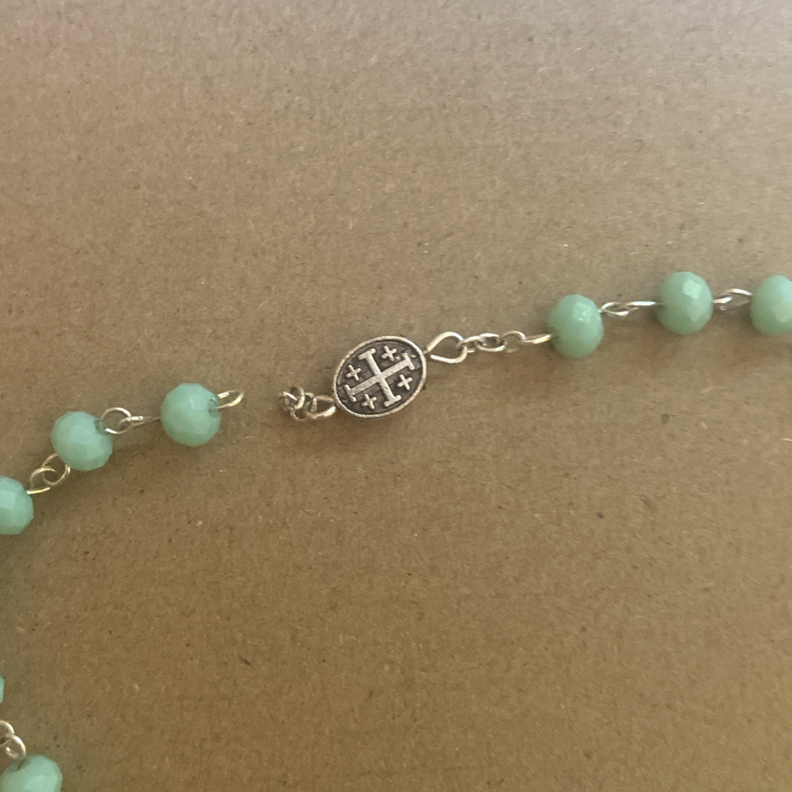 Stunning Aqua Light Blue Rosary Beads Terra Jerusalem Holy Land Relic As Is