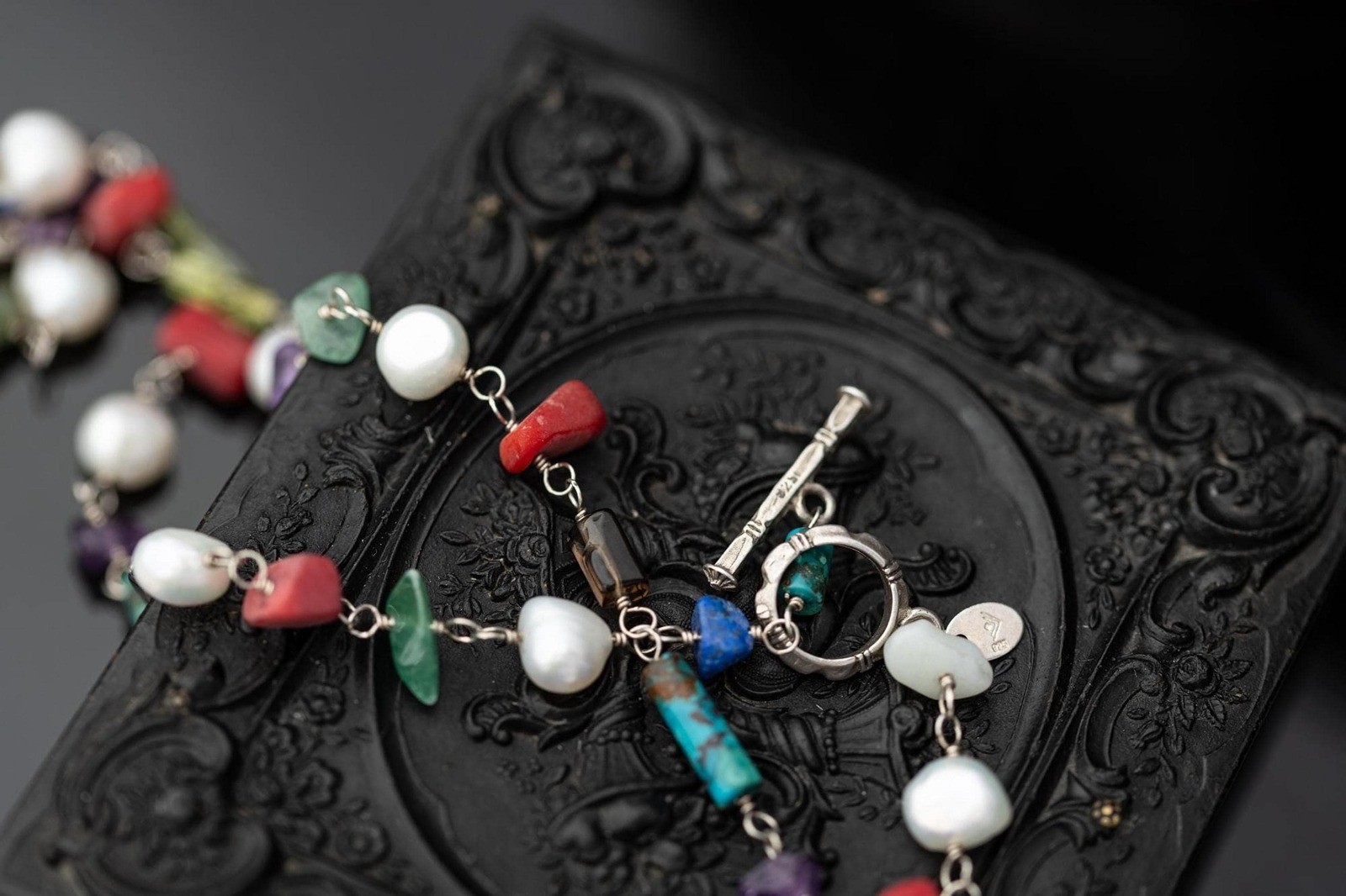 Vintage Estate Silpada Gemstone Beaded Necklace Boho Jewelry