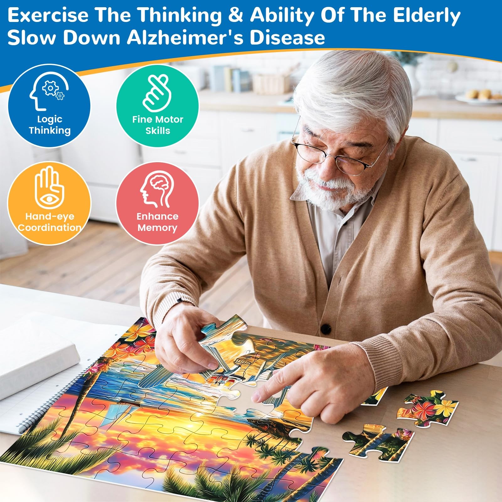 6 Packs 36 Large Piece Puzzle for Seniors,Dementia Alzheimer’s Products Activiti