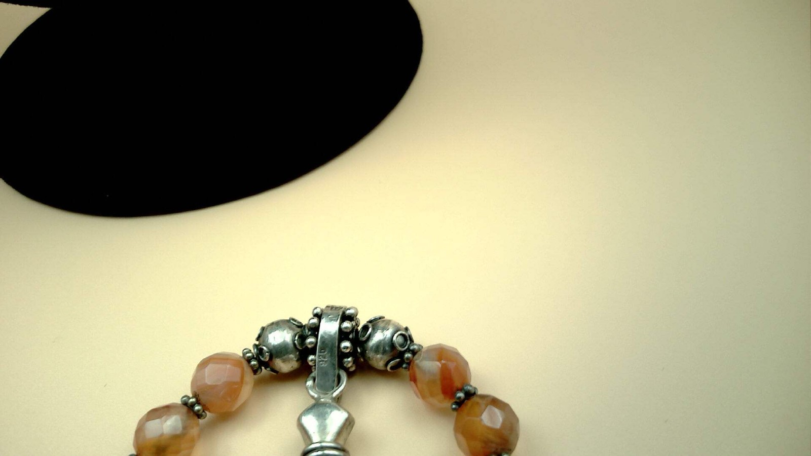 Vintage signed [JR] Mexico 925 Sterling Silver Cross Beaded Necklace