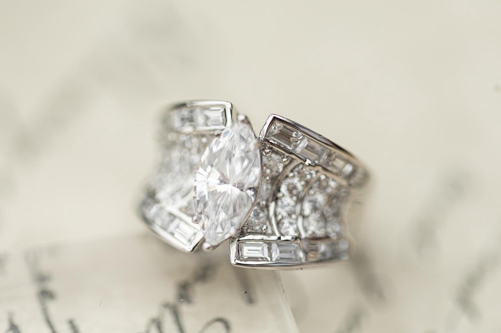 Vintage Estate Sterling Silver CZ Band Ring Mid Century Jewelry