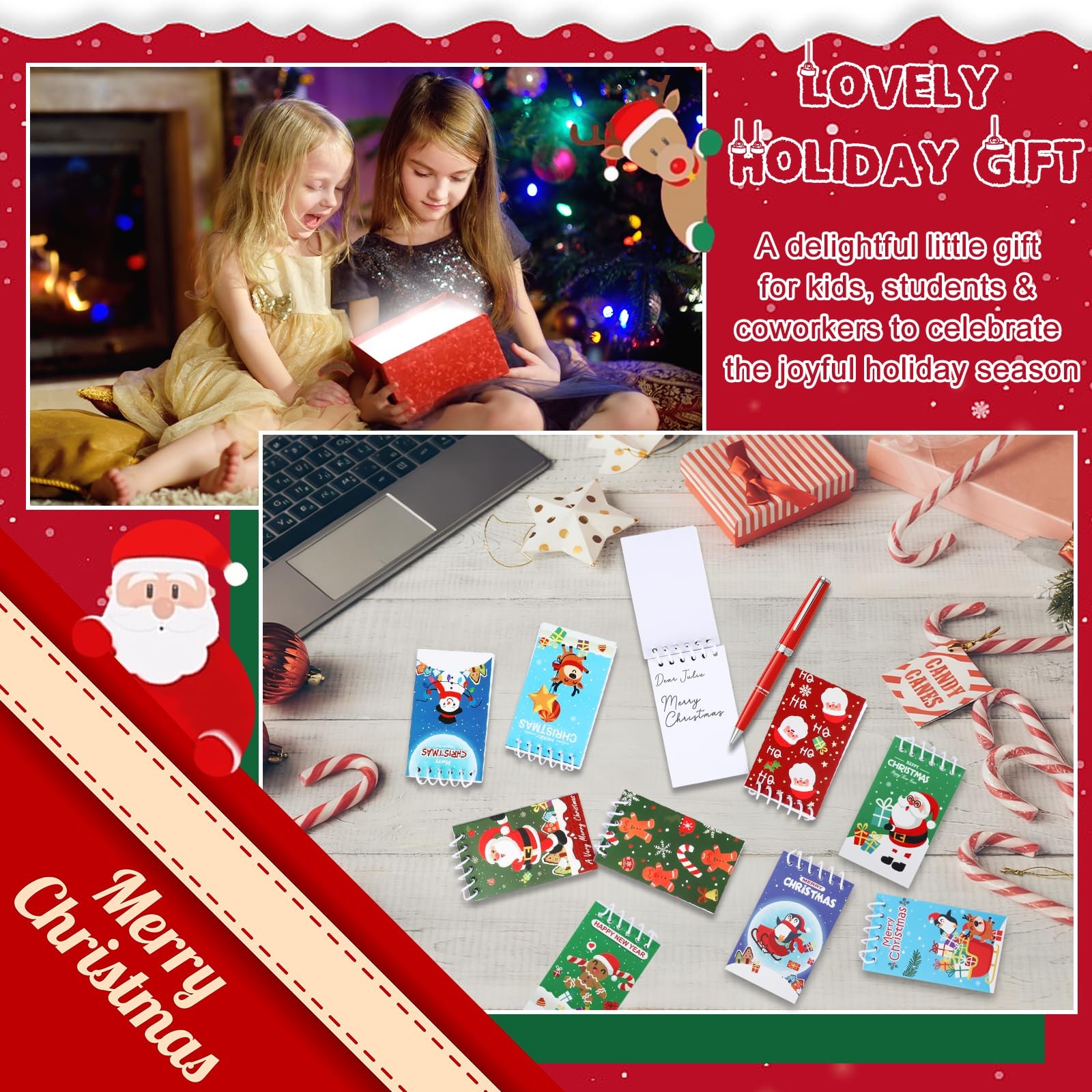 SAYAYA 50 Pieces Christmas Mini Notepads Bulk Cute 50 Pcs, multi-color