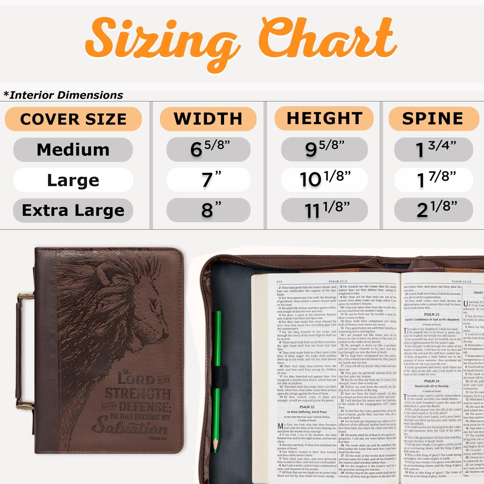Christian Art Gifts Men’s Classic Bible Cover The Lord is My Large, Brown