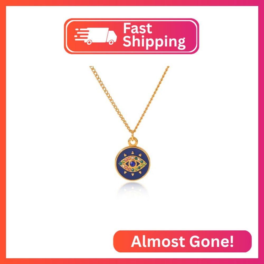 18K Gold Plated Evil Eye Necklace for Women – White Cubic Zirconia Protection Ne