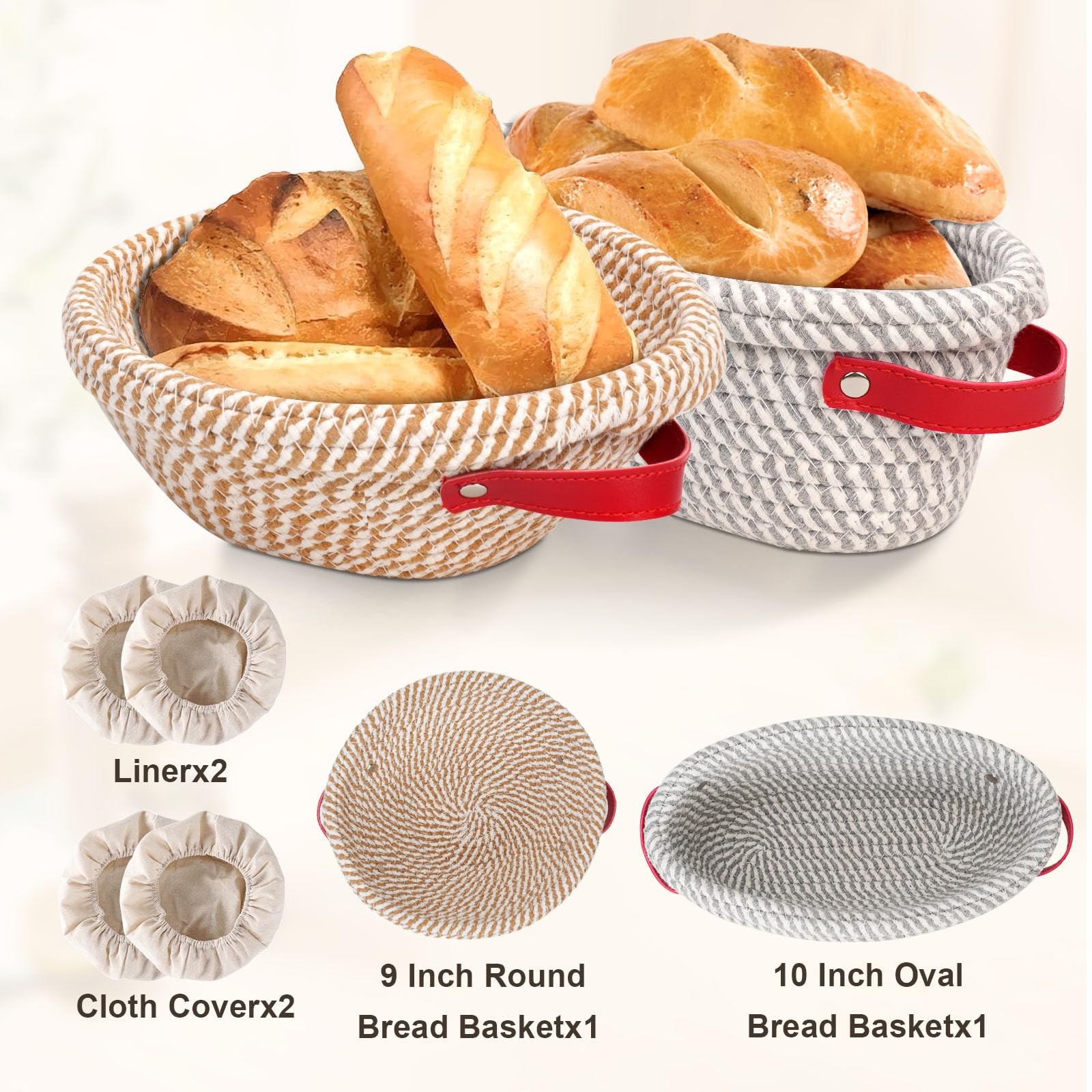 zunmial Banneton 9inches round+10inches Oval, 10inch Oval + 9inch Round