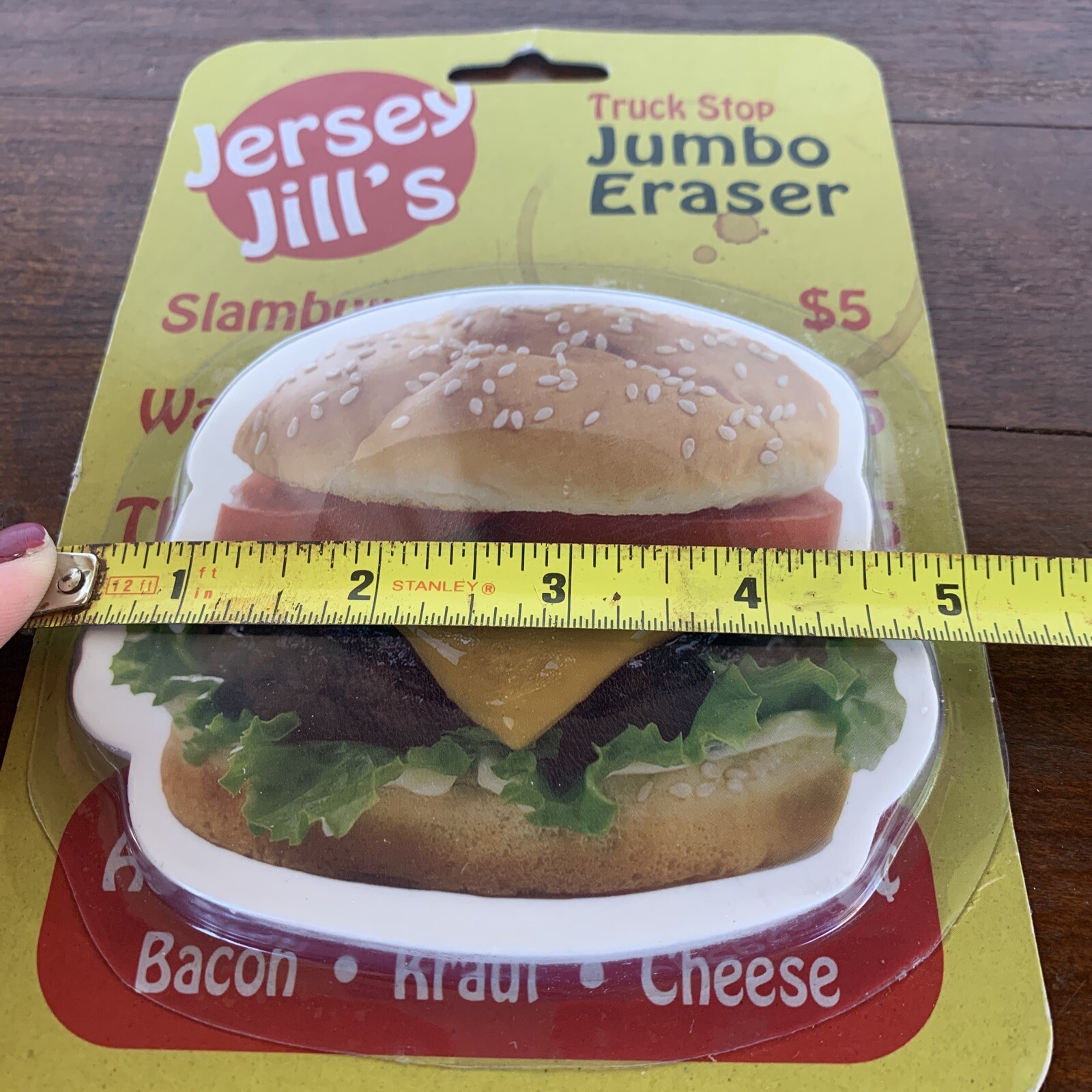 New NIB Jersey Jill’s Truck Stop Jumbo Eraser Cheeseburger Retro Funny Gift