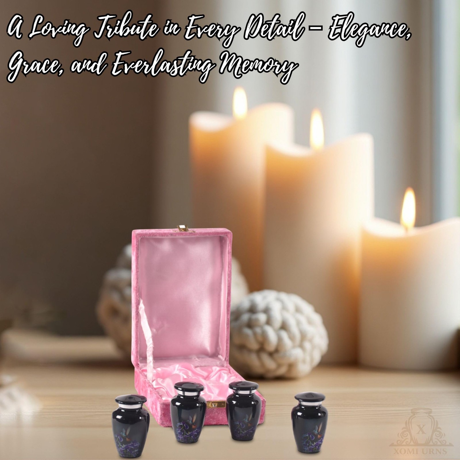 Mini Hummingbird Urns 3″ x 1.75″ x 1.75″ – Set of 4 Keepsake Urns for Ashes