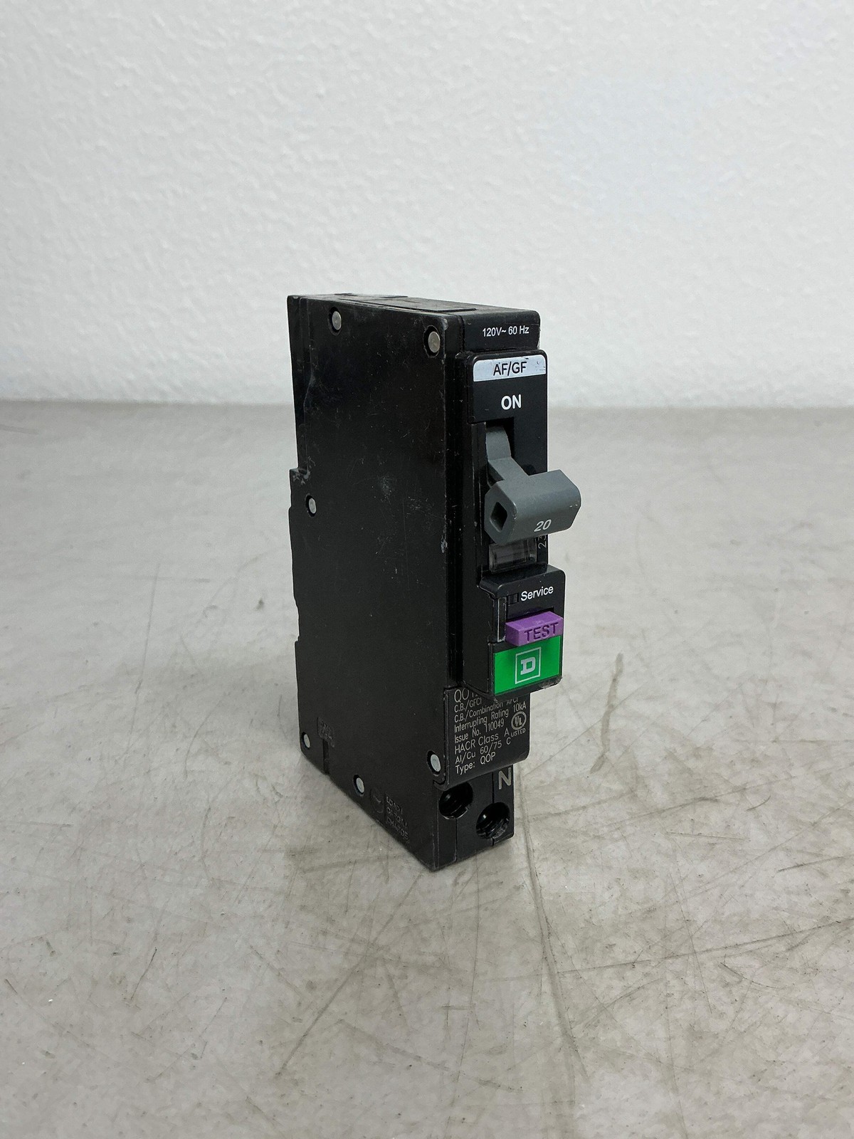 Used Square D QO120PAFGF 1 Pole, 20 Amps, 120 Volts Circuit Breaker
