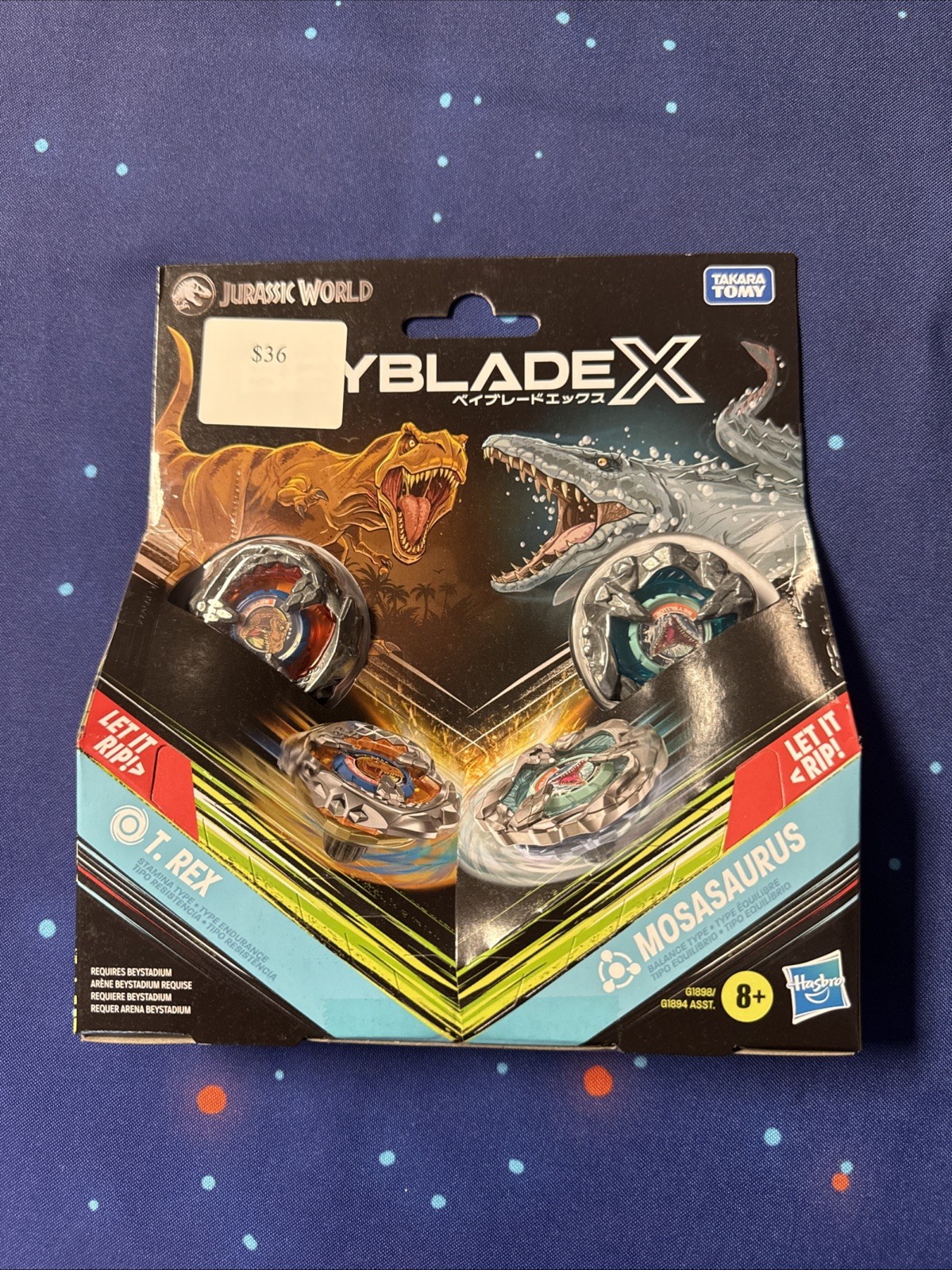 Beyblade X Jurassic World Collab T. Rex vs. Mosasaurus Multipack Set