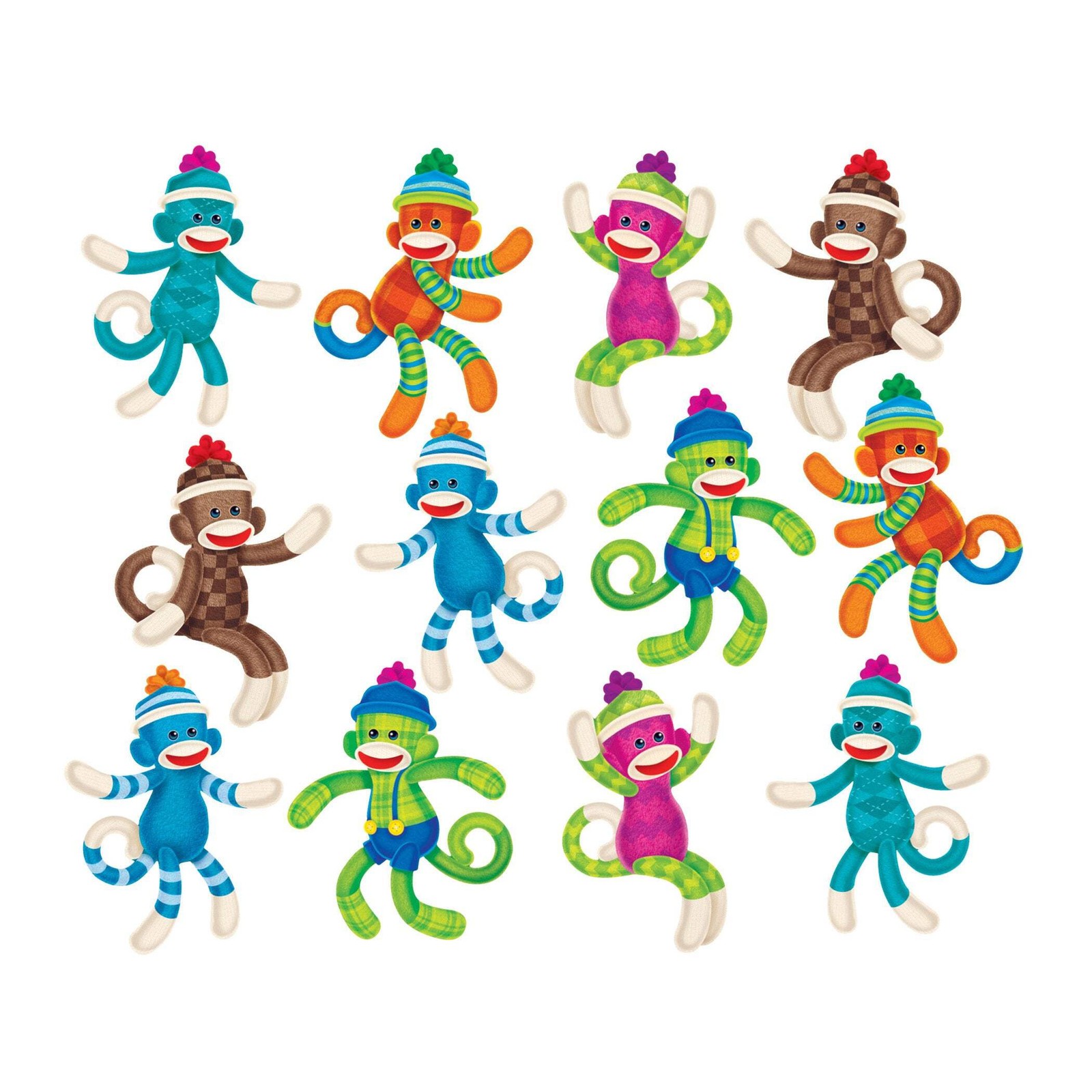 Trend Sock Monkeys With Patterns Accent (T 10624)
