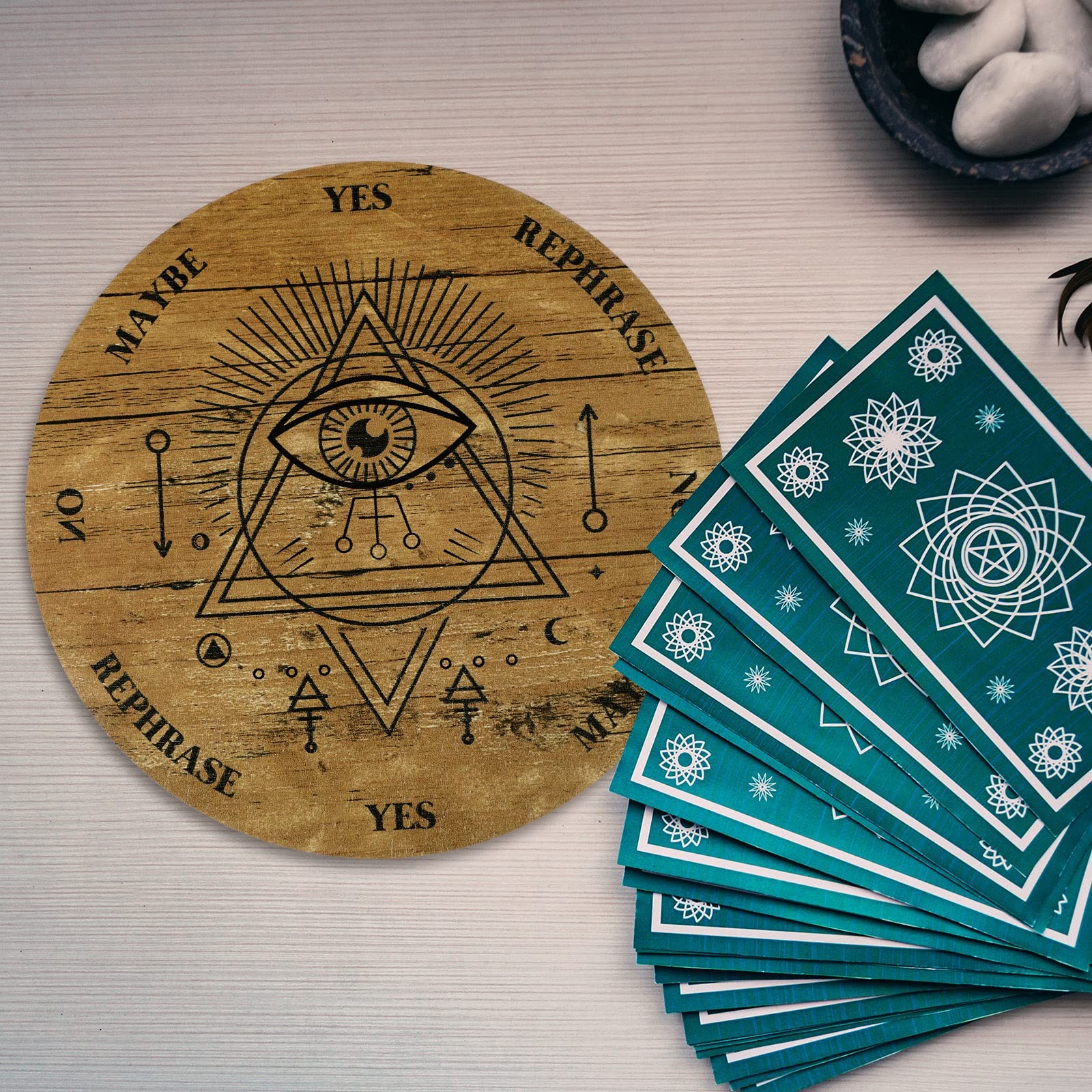 Pendulum Board Set Wooden Dowsing Divination Board Metaphysical Message with …