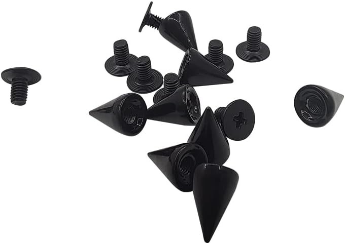 zhuohai 100 Pairs Cone Spikes Screwback Studs, Black Studs and