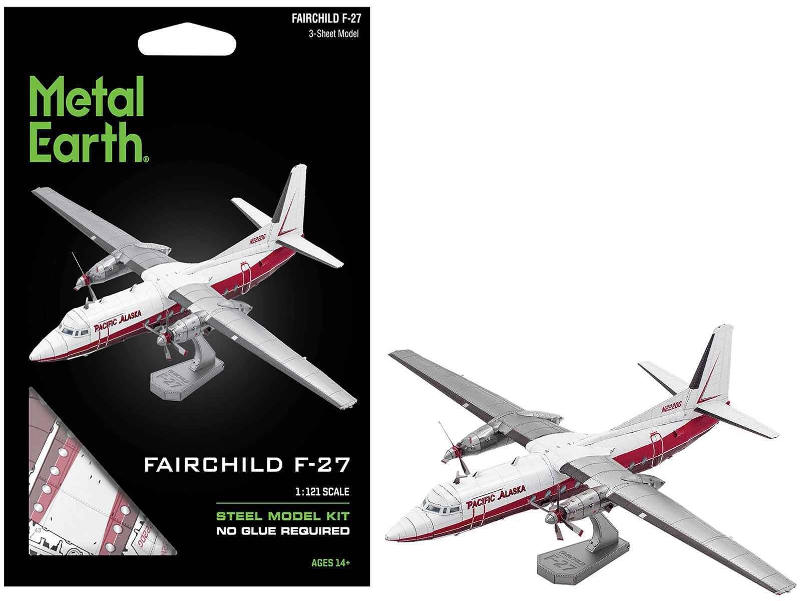 Model Kit Fairchild F-27 Commercial Aircraft “Pacific Alaska” White with Red Str