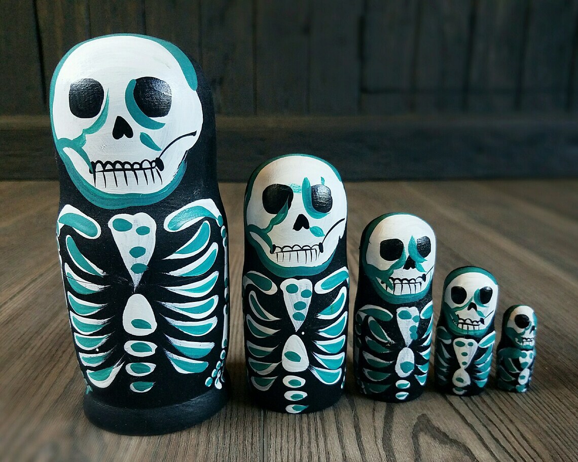 Skeleton Nesting Dolls, Skeleton Russian Doll, Halloween Toys, Skulls, Oddities
