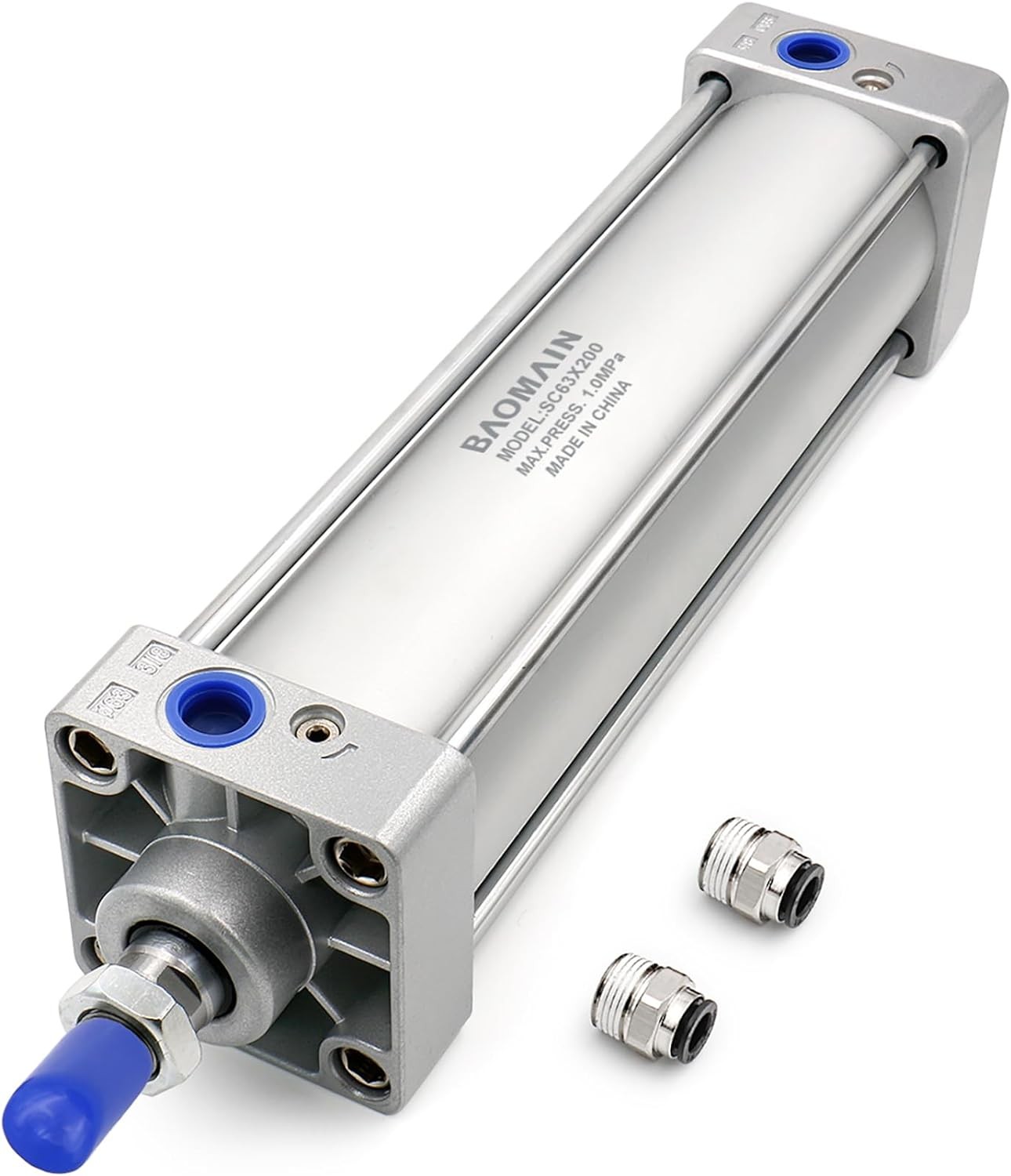 Baomain Pneumatic Air Cylinder SC 63 x 200,PT 3/8, Bore 2 1/2 Silver