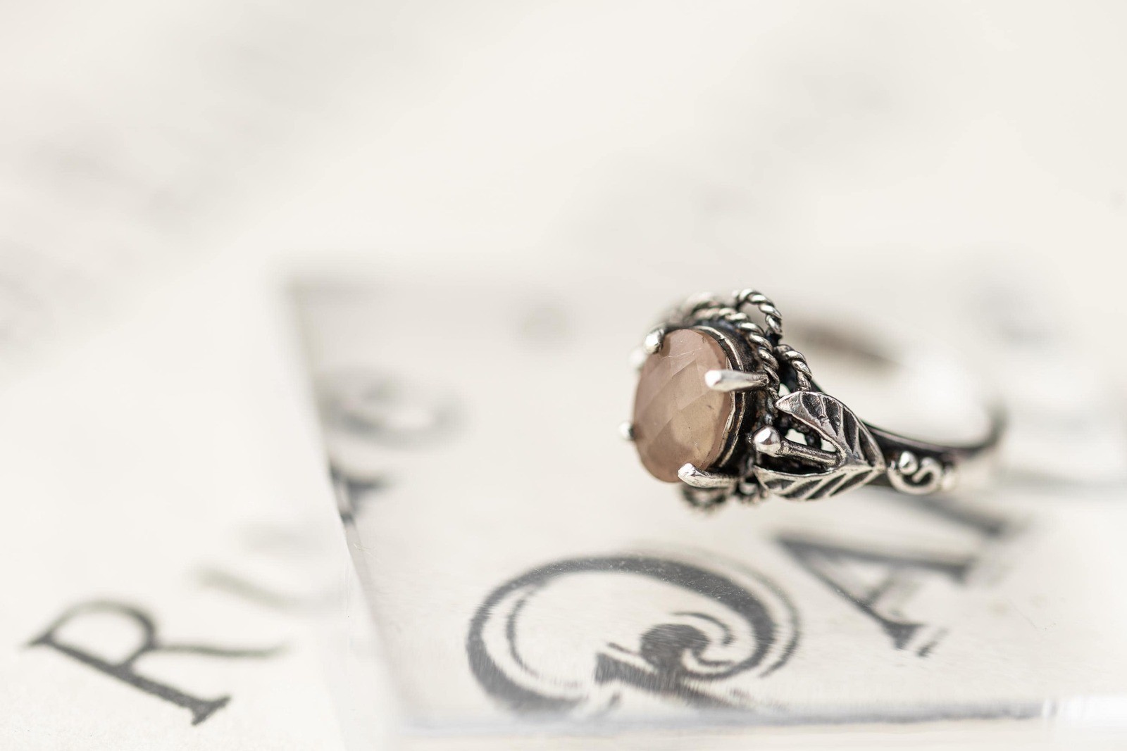 Vintage Estate Saphiret Glass Sterling Silver Ring Art Nouveau Jewelry