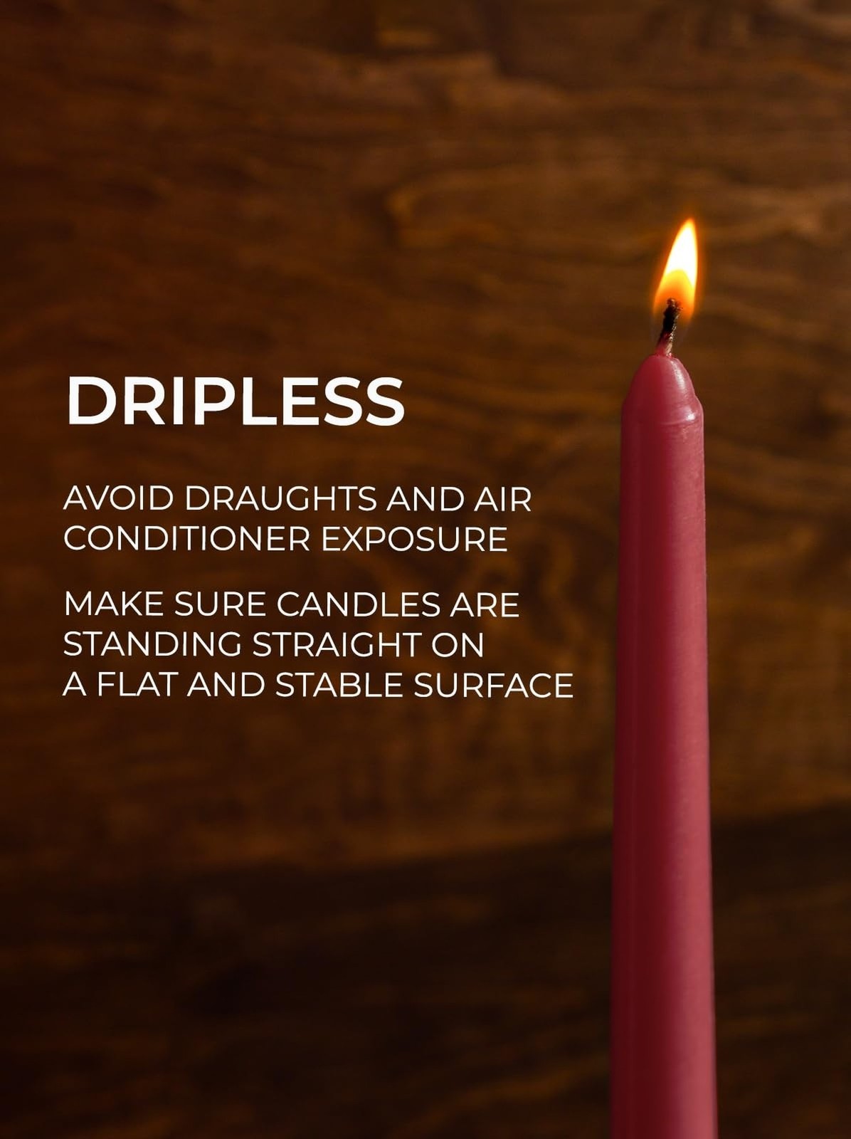 CANDWAX 10 inch Burgundy Taper Candles Set of 12 – Unscented Dripless Burgund…