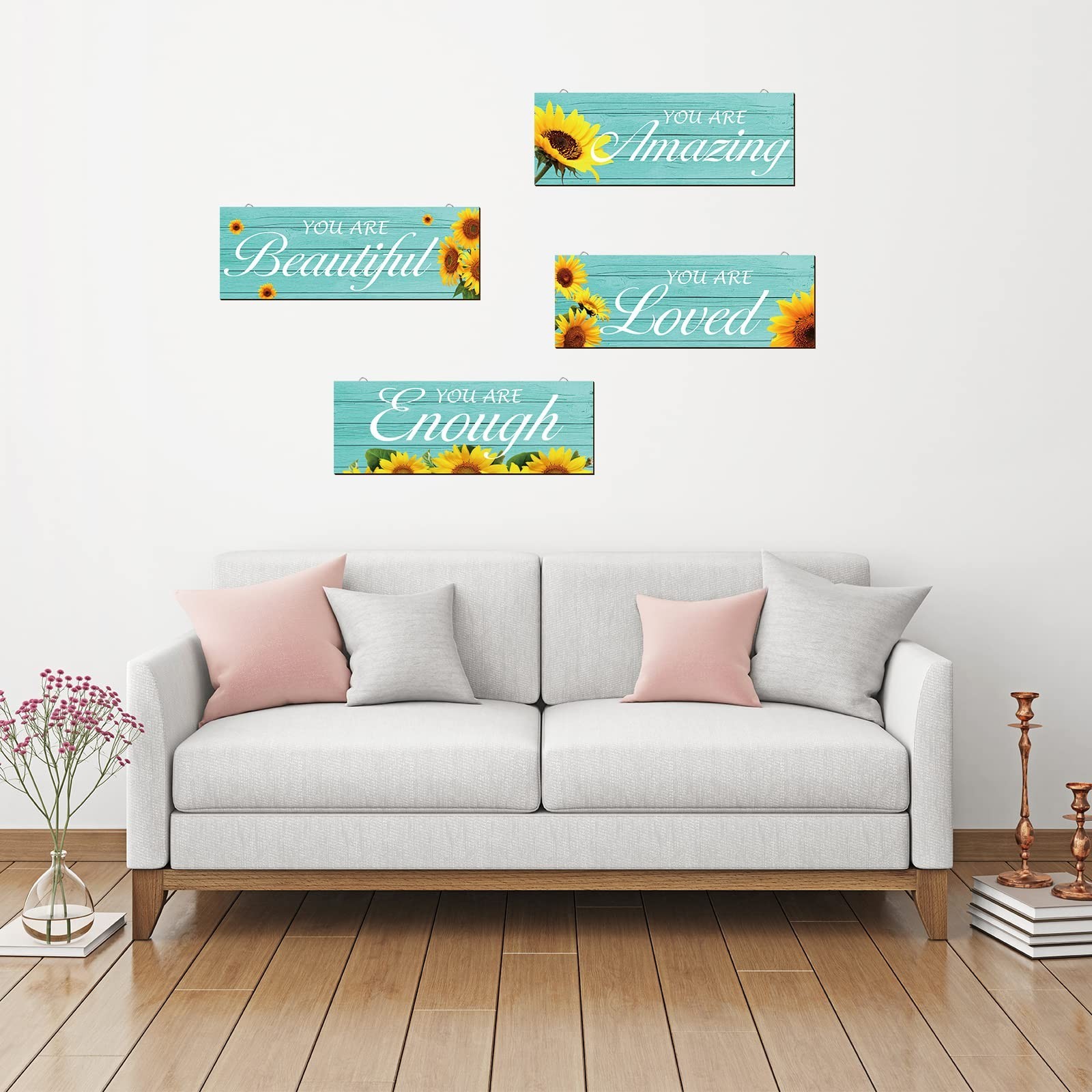 Chunful 4 Pieces Sunflower Wall Decor You Are Loved Inspirational Sunflower B…