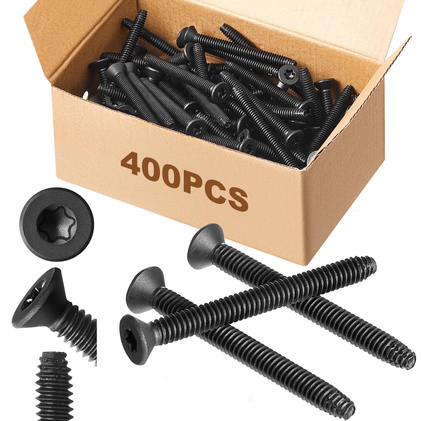 400 Pack 1/4-20 x 2-1/2″ Self-Tapping Trailer Deck Screws Black T-30