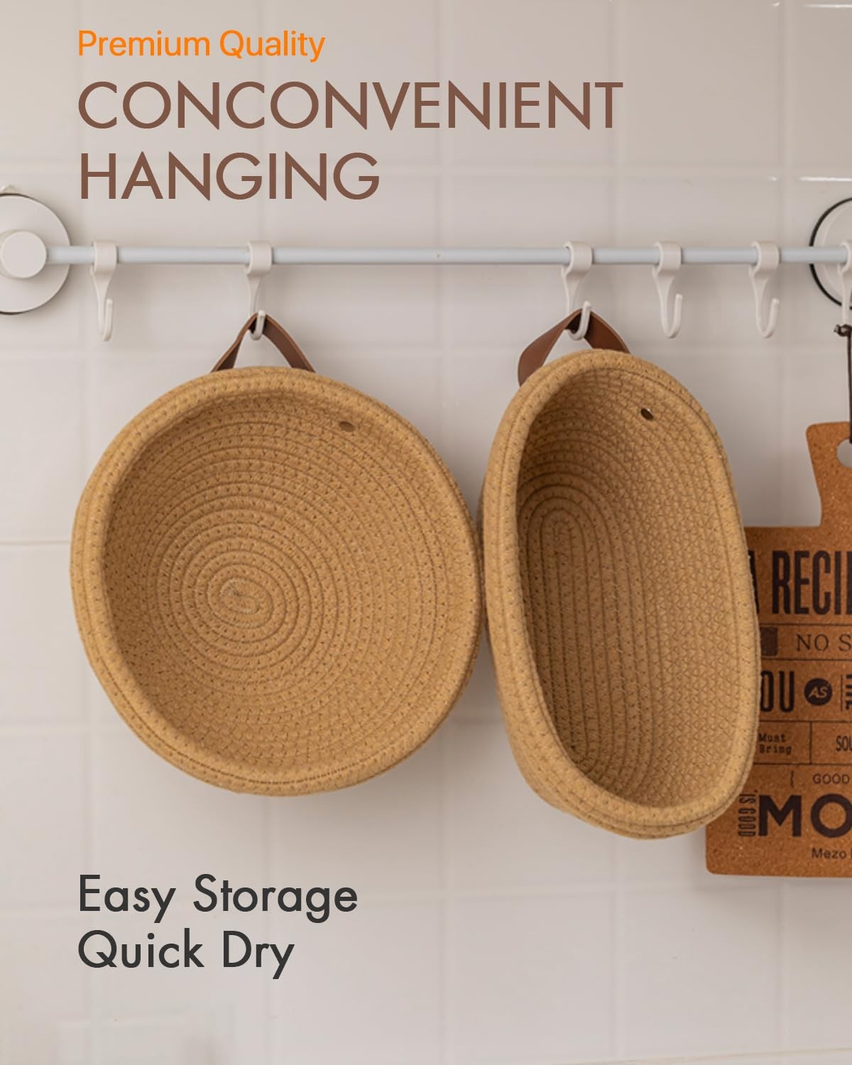 Crispier Crust Cotton Rope Banneton Bread Proofing Basket Set, 9“+10”, Brown