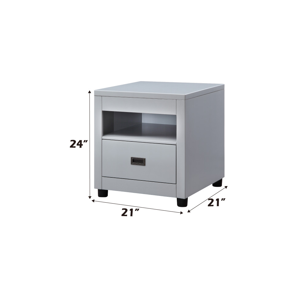 Eleanor Dove Gray Finish End Table Nightstand Living Room Bedroom Side Table