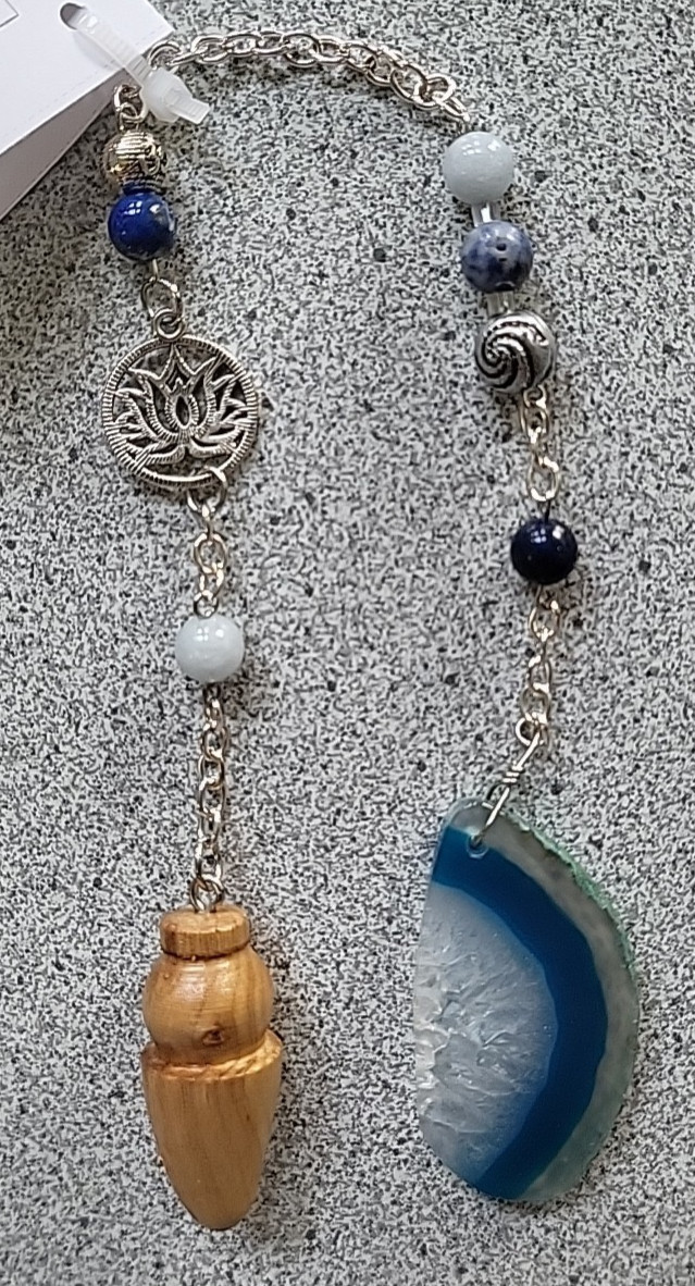 MAPLE Wood Dowsing Pendulum 5th Chakra Blue Throat Energy Healing : Lotus, Aum