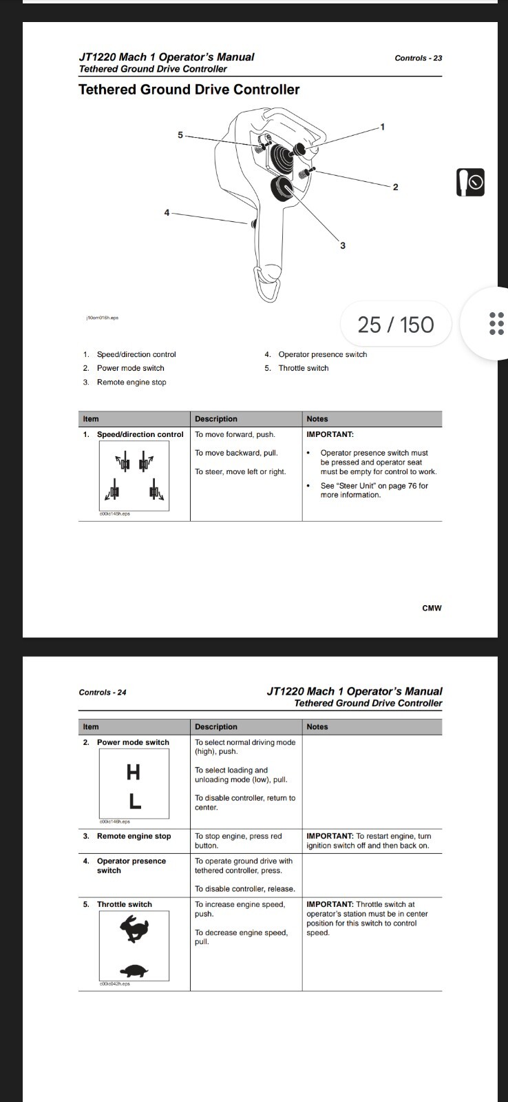 DITCH WITCH JT1220 Mach 1 OPERATION MAINTENANCE PDF MANUAL 150 Pages