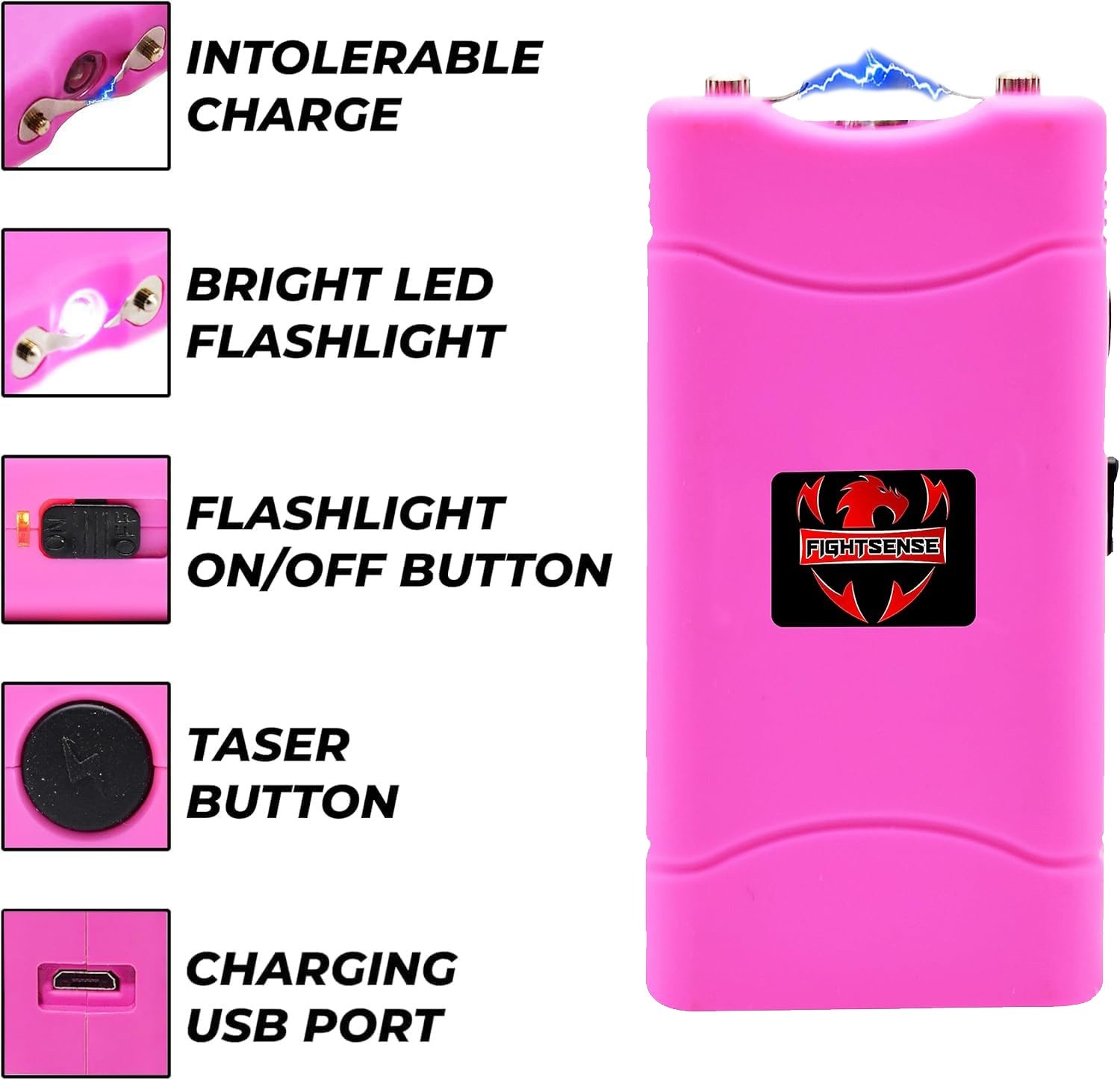 Self Defense Stun Gun With LED Flashlight & 10mv Max Power Rechargeable Battery