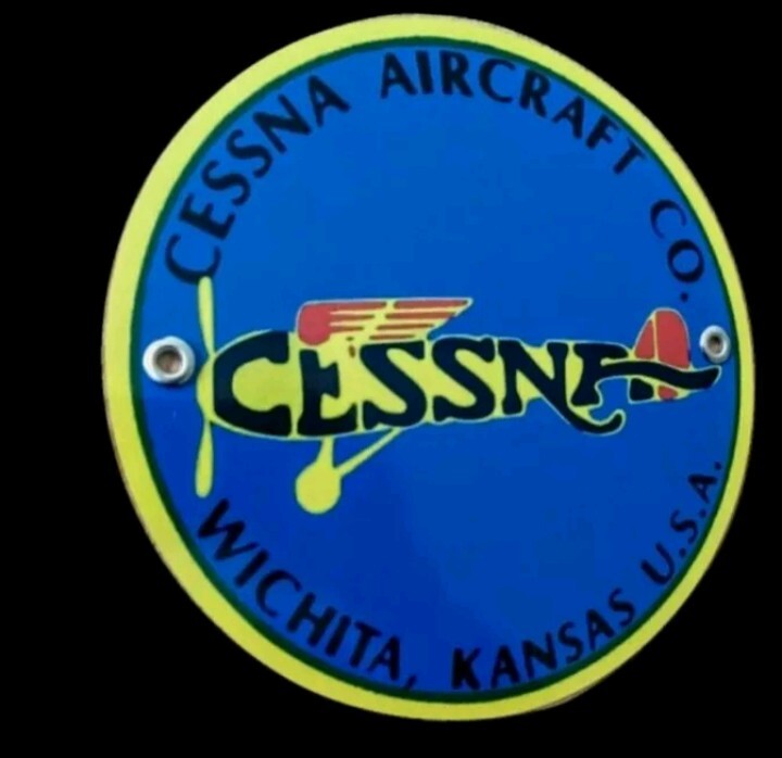 Classic Style Cessna Aircraft Retro Look Metal Sign • Round 8″ Metal