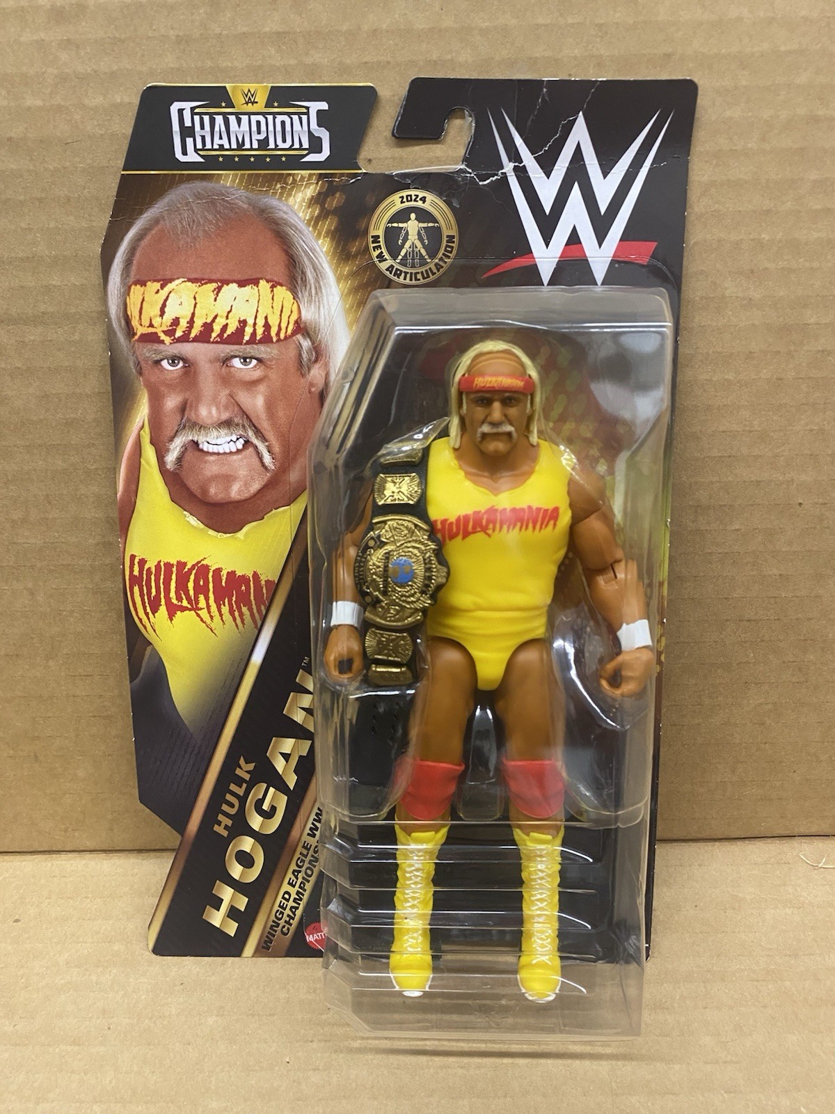 WWE Champions 2024 Hulk Hogan with Winged Eagle Title Action Figure Pkg Damage C