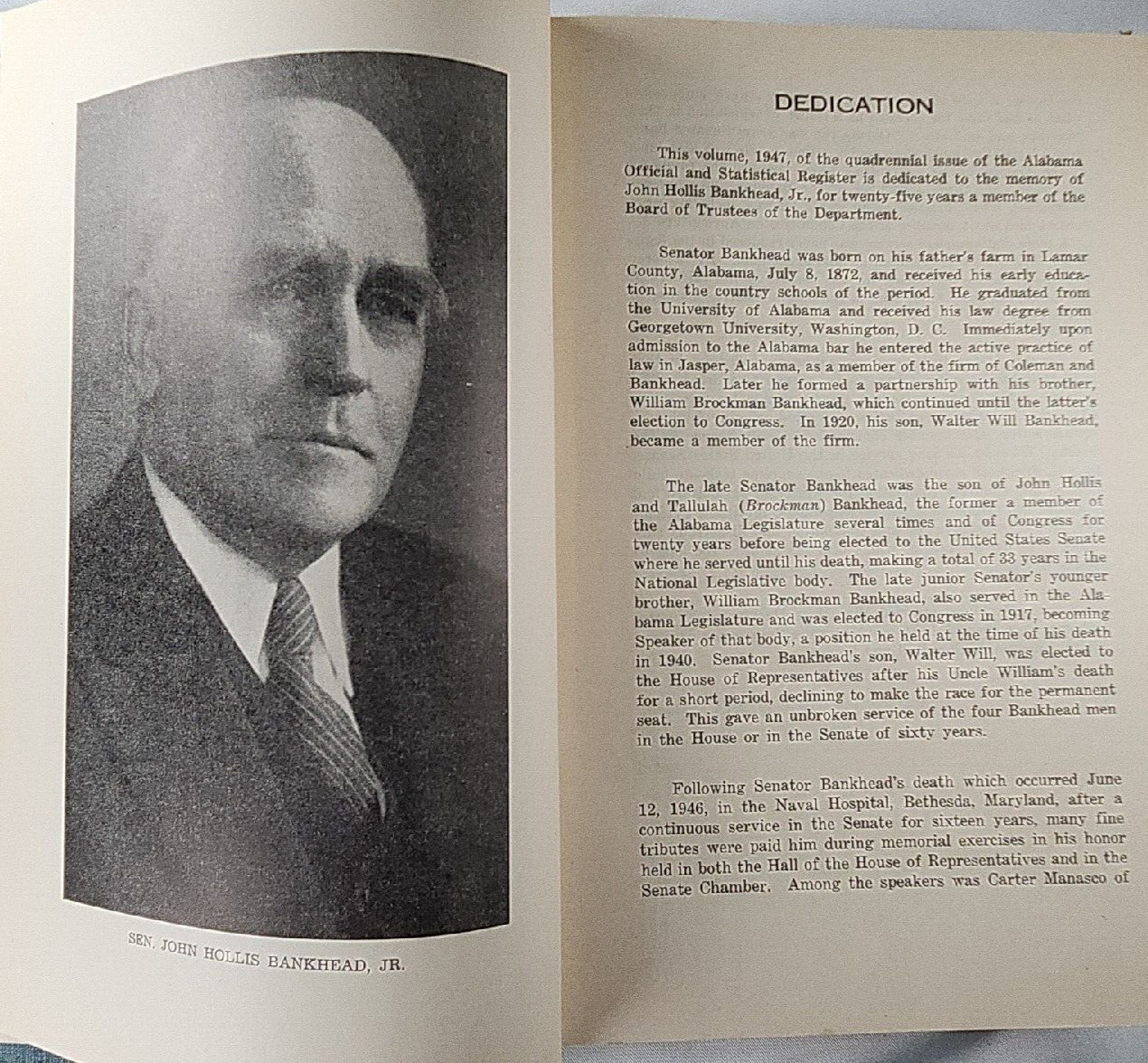 Alabama Official Statistical Register 1947 Archives History Genealogy Government