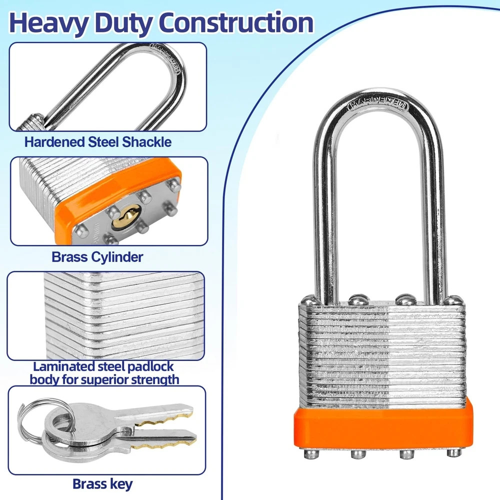 LQYN 12 Laminated Keyed Alike Padlocks 40mm Long Shackle Storage