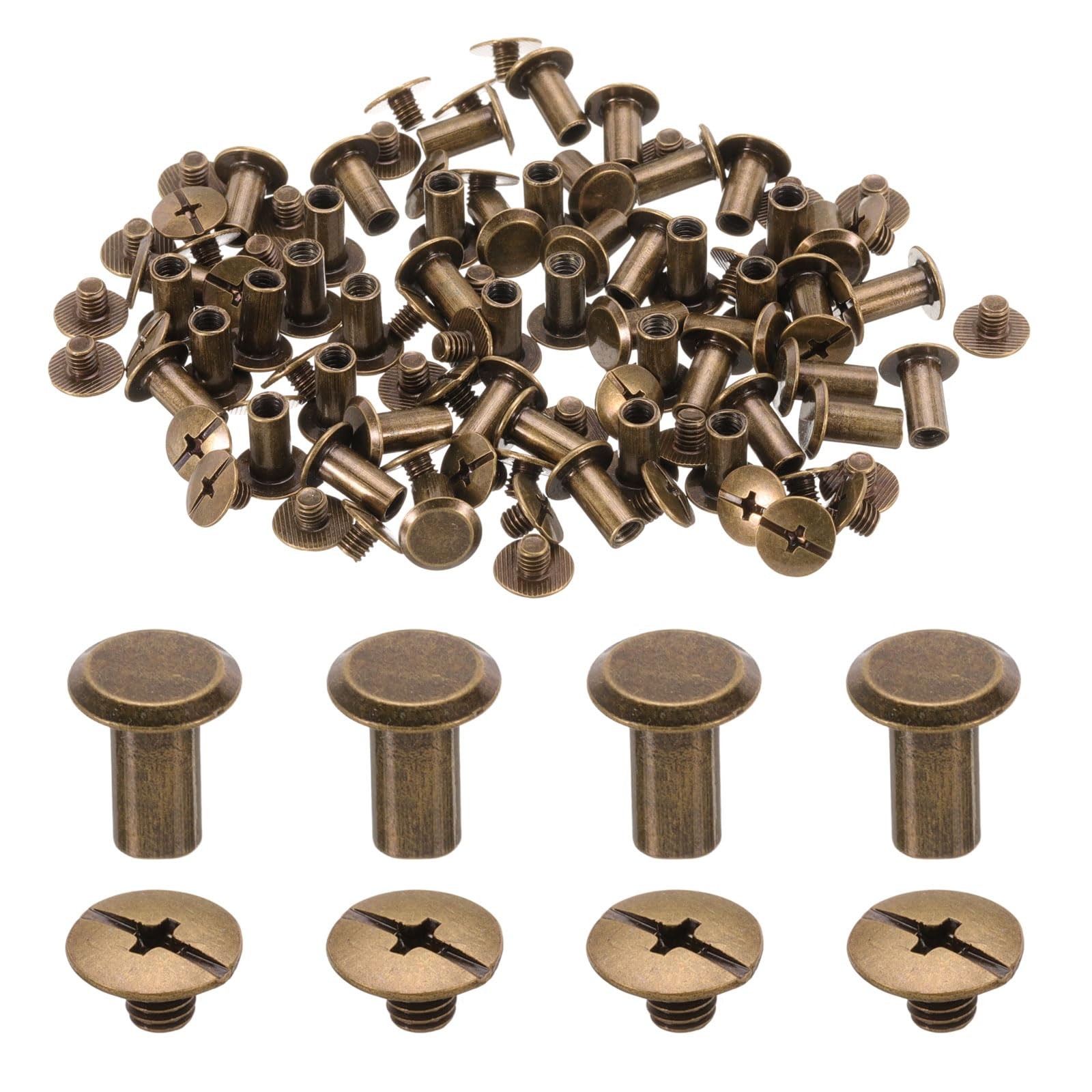 uxcell 50set M5 x 10mm Chicago Screw Metal Phillips Head x 10mm, Bronze