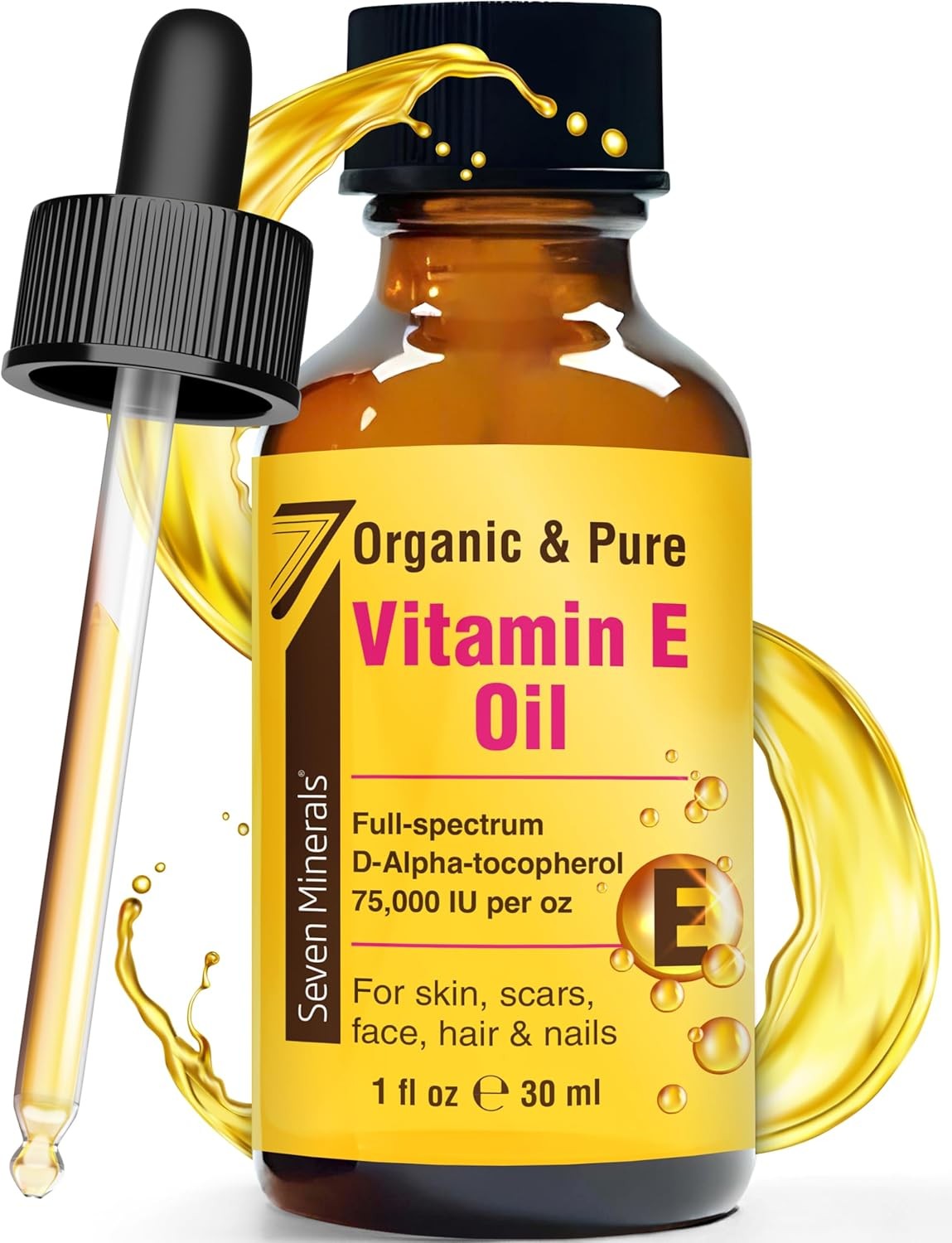 Seven Minerals Ultra Pure Vitamin E Oil – 75,000 I.U. 1 Fl Oz (Pack of 1)