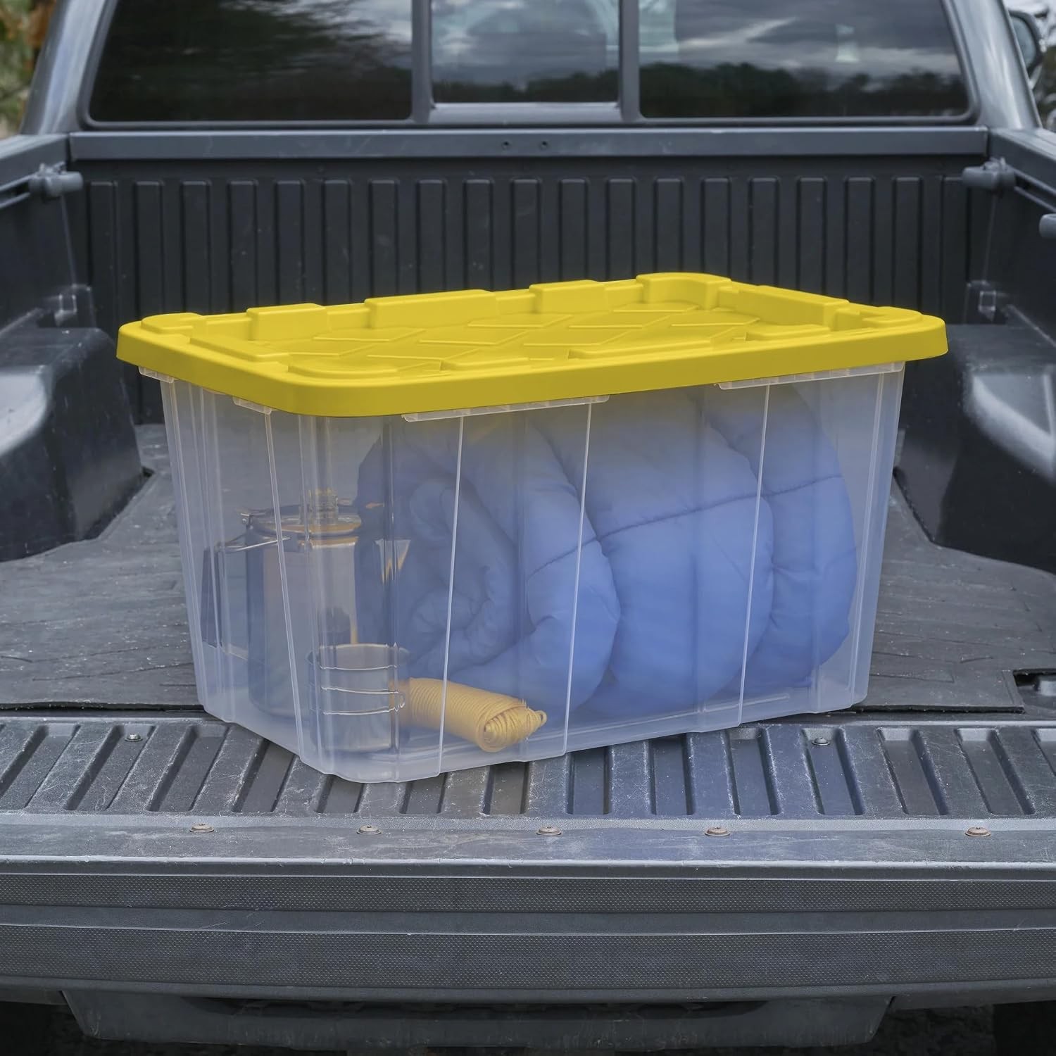 Large Industrial Storage Bins with Lids, 27 Gallon Clear Plastic Tote for…