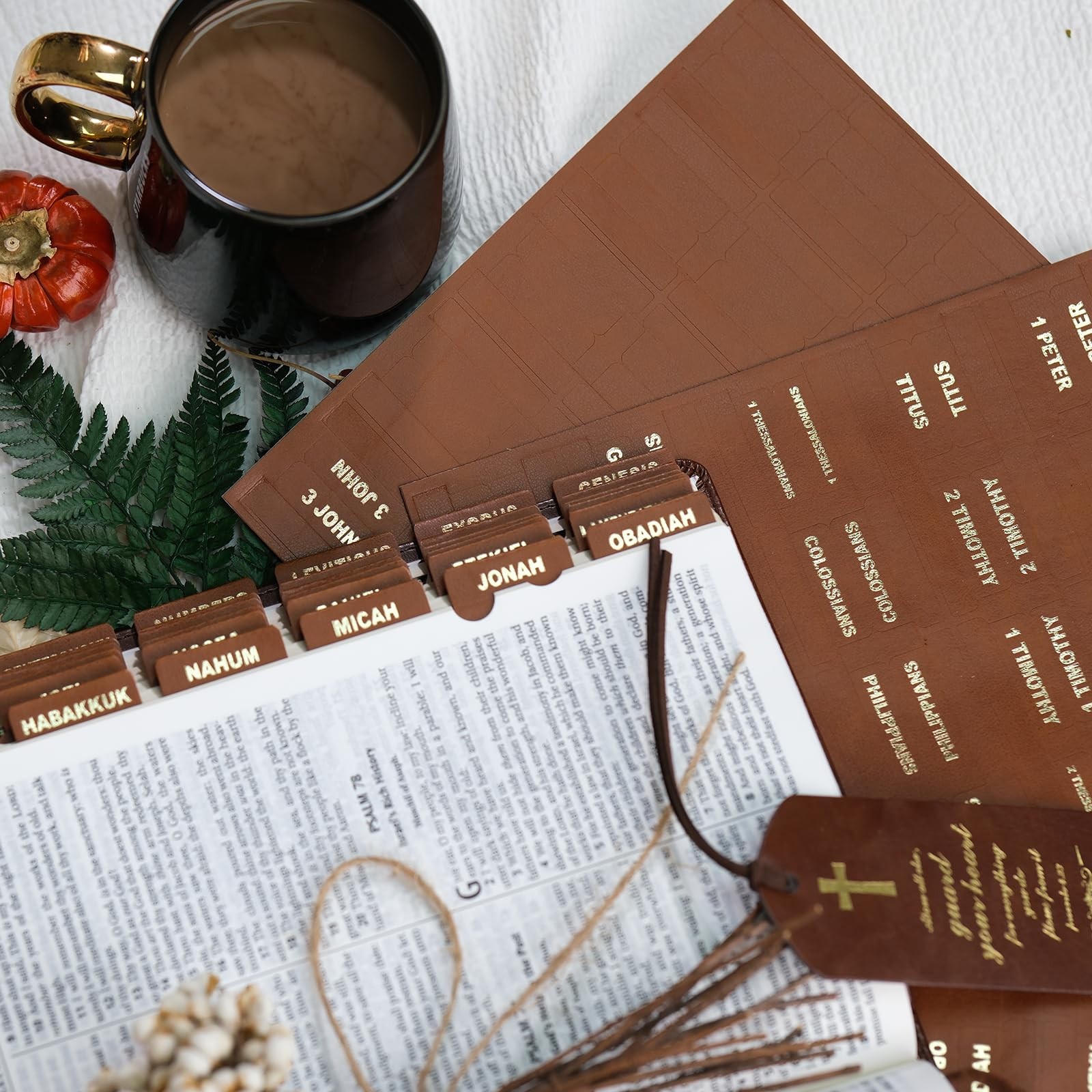 -Leather Bible Tabs, Bible Tabs for Women and Men(Gold Foil Lettering) Large Pri