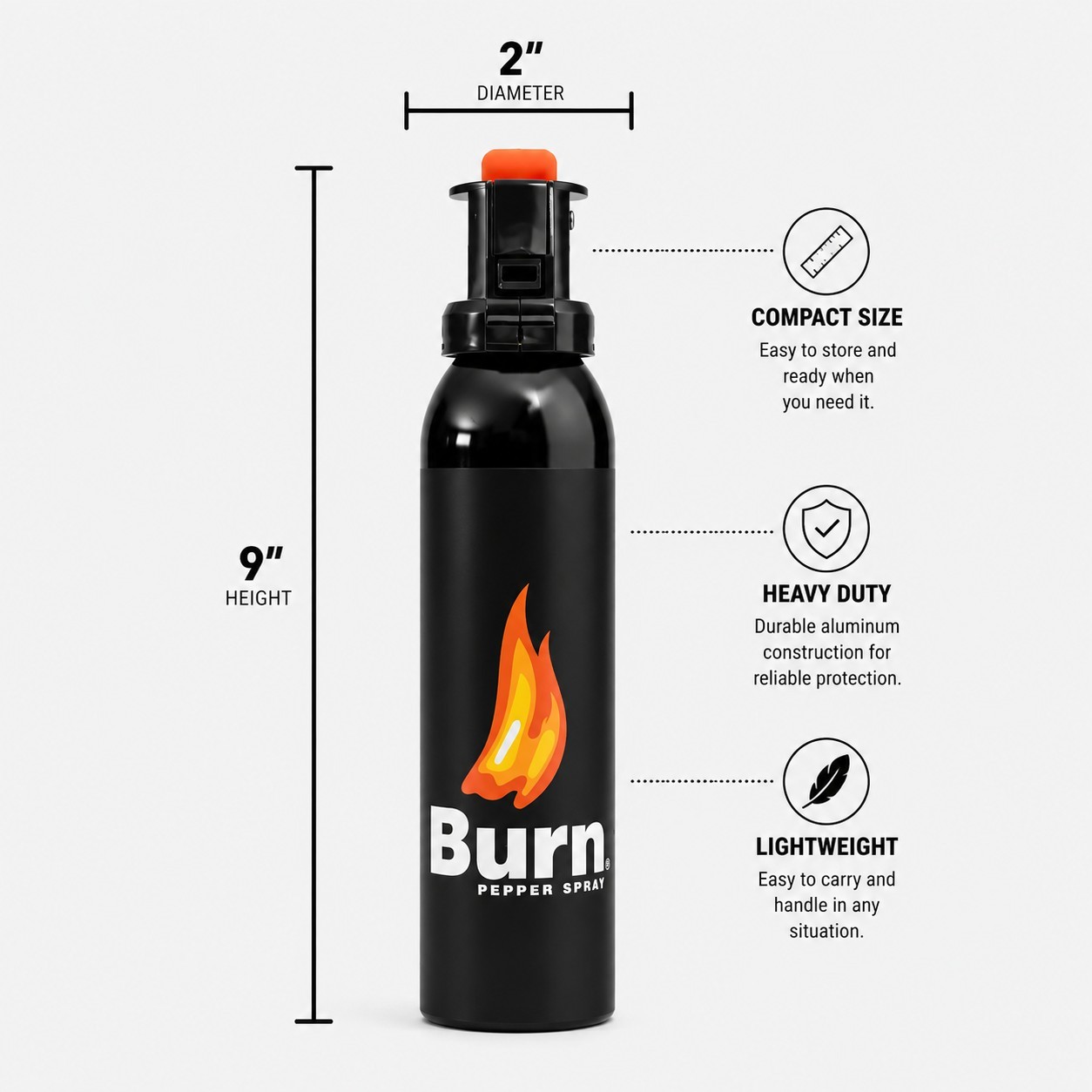 BURN Pepper Spray 10 fl oz Fire Master Fogger Defense Safety Protection