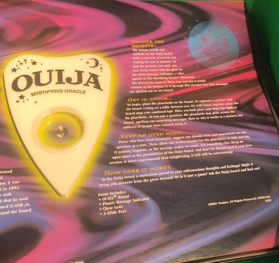 Ouija Board Glow in the Dark Vintage Parker Brothers 1998 USA Mystifying Oracle