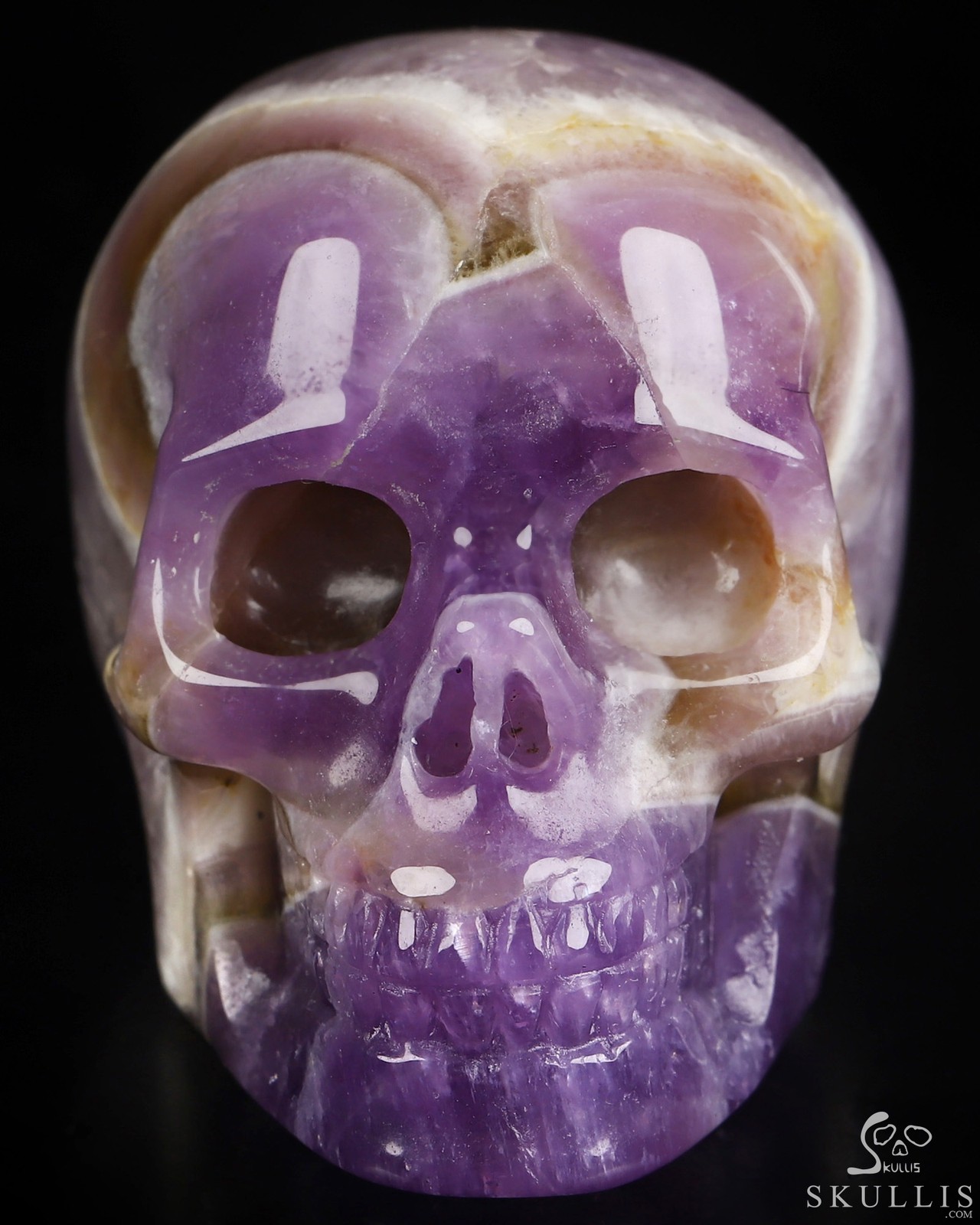 2.0″ Dream Chevron Amethyst Hand Carved Crystal Skull, Realistic, Healing